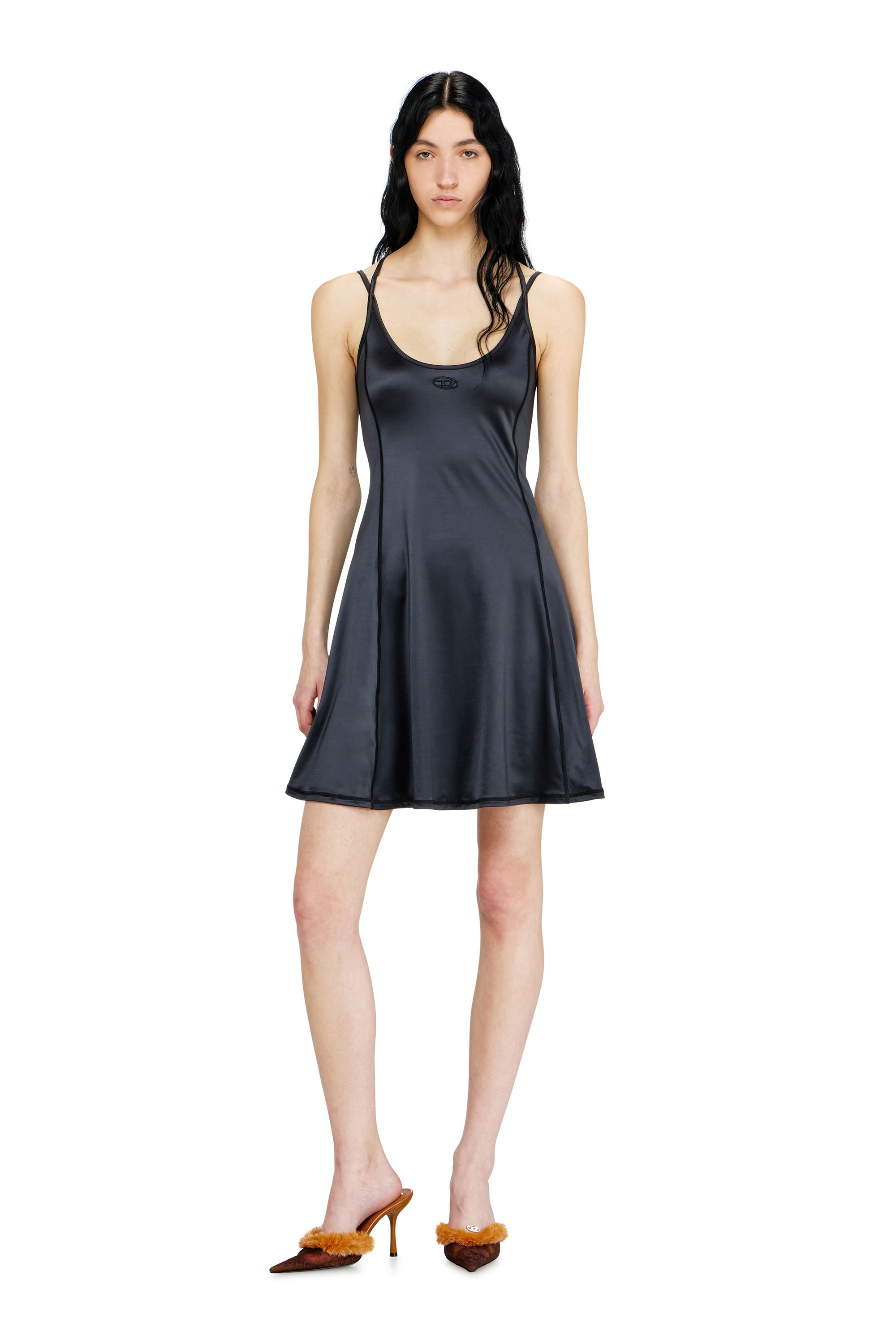 Diesel - D-IMMY, Robe fluide &agrave; fines bretelles doubles Femme in Noir - 3
