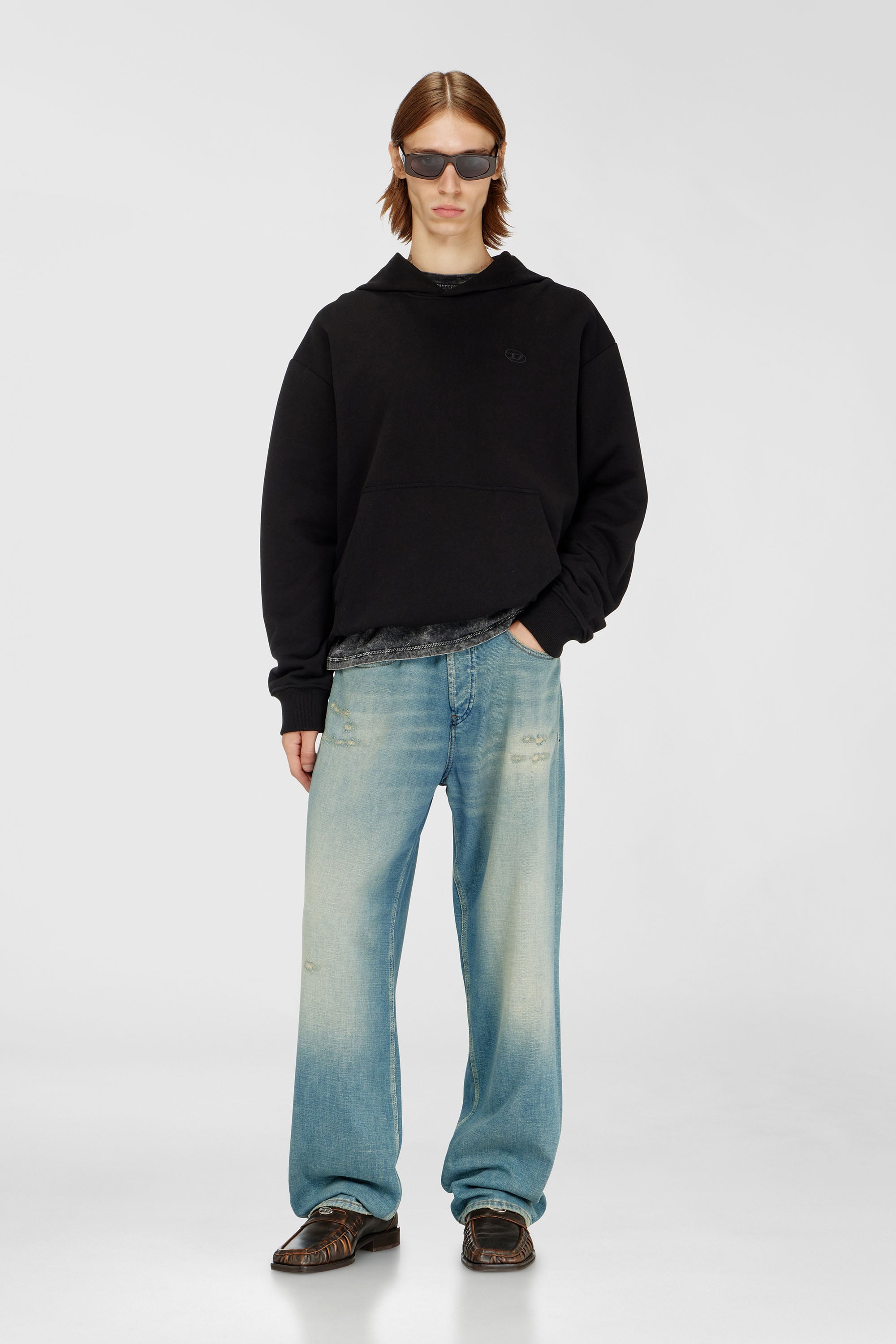 Diesel - S-MACS-HOOD-MEGOVAL-D, Sweat-shirt &agrave; capuche avec logo brod&eacute; Homme in Noir - 2
