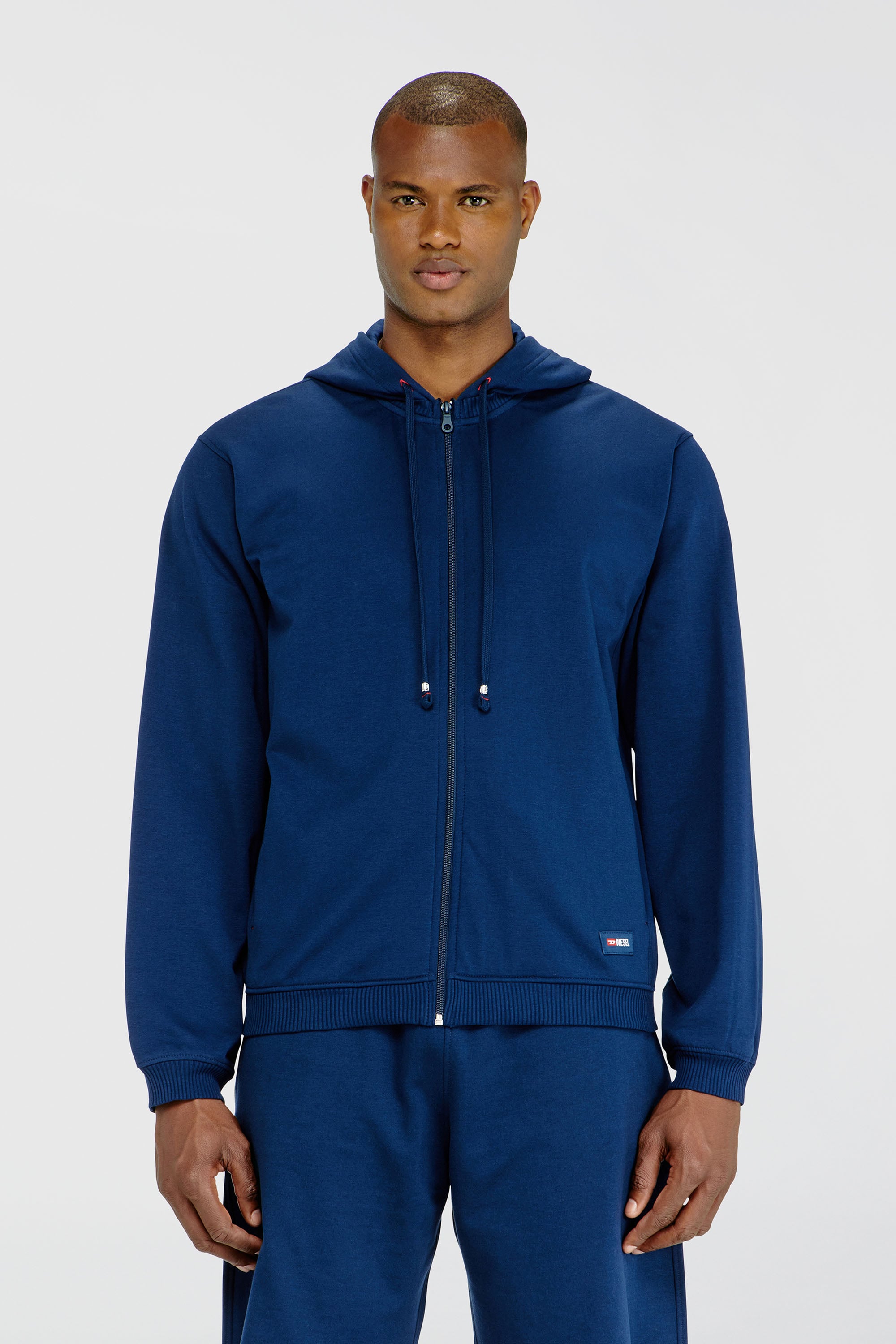 Diesel - JOY-D-CORE, Sweat &agrave; capuche en m&eacute;lange de coton gratt&eacute; Homme in Bleu - 1