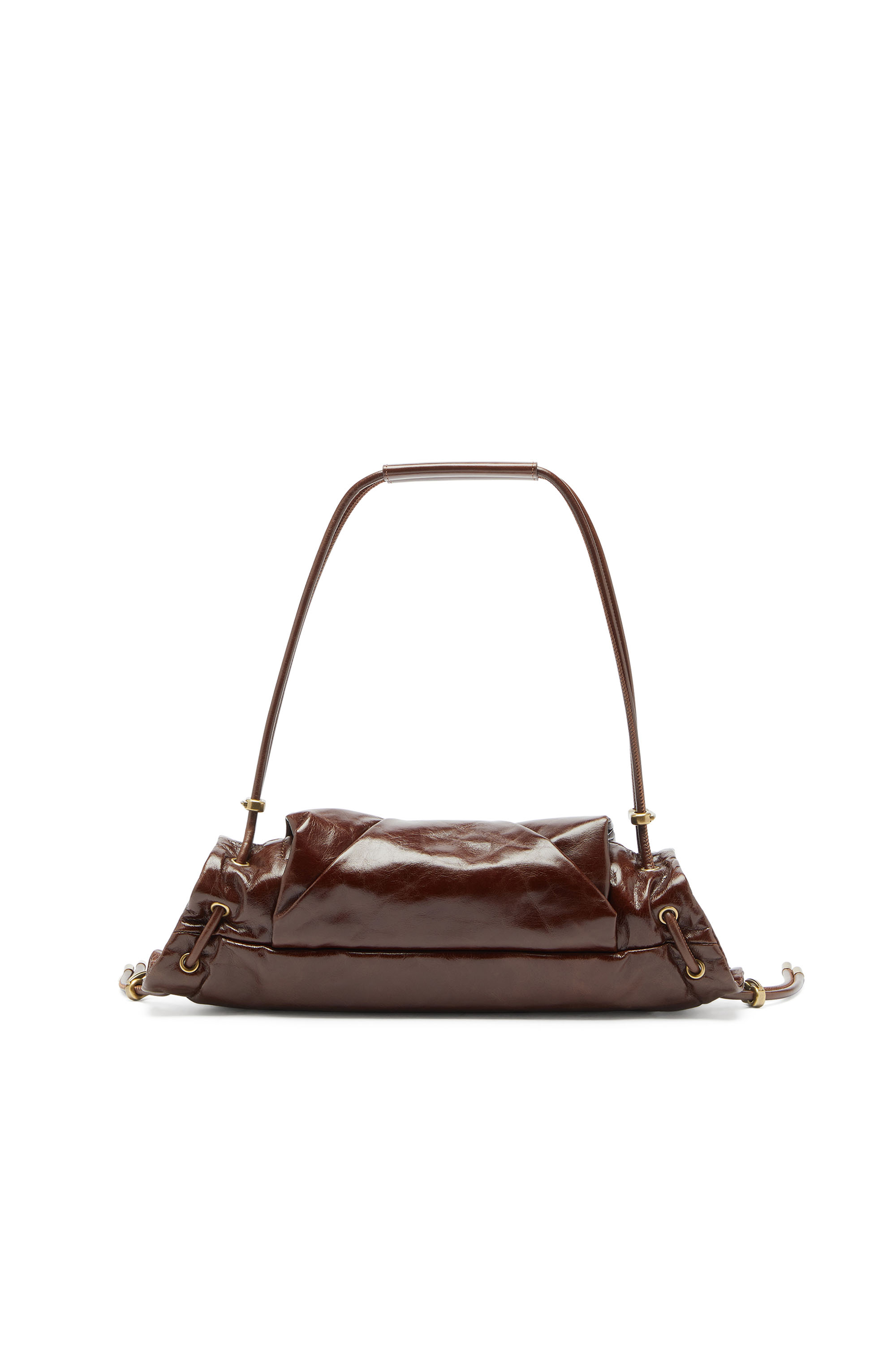 Diesel - SCRUNCH-D SHOULDER S, Scrunch-D-Petit sac &agrave; bandouli&egrave;re en cuir froiss&eacute; Femme in Marron - 2