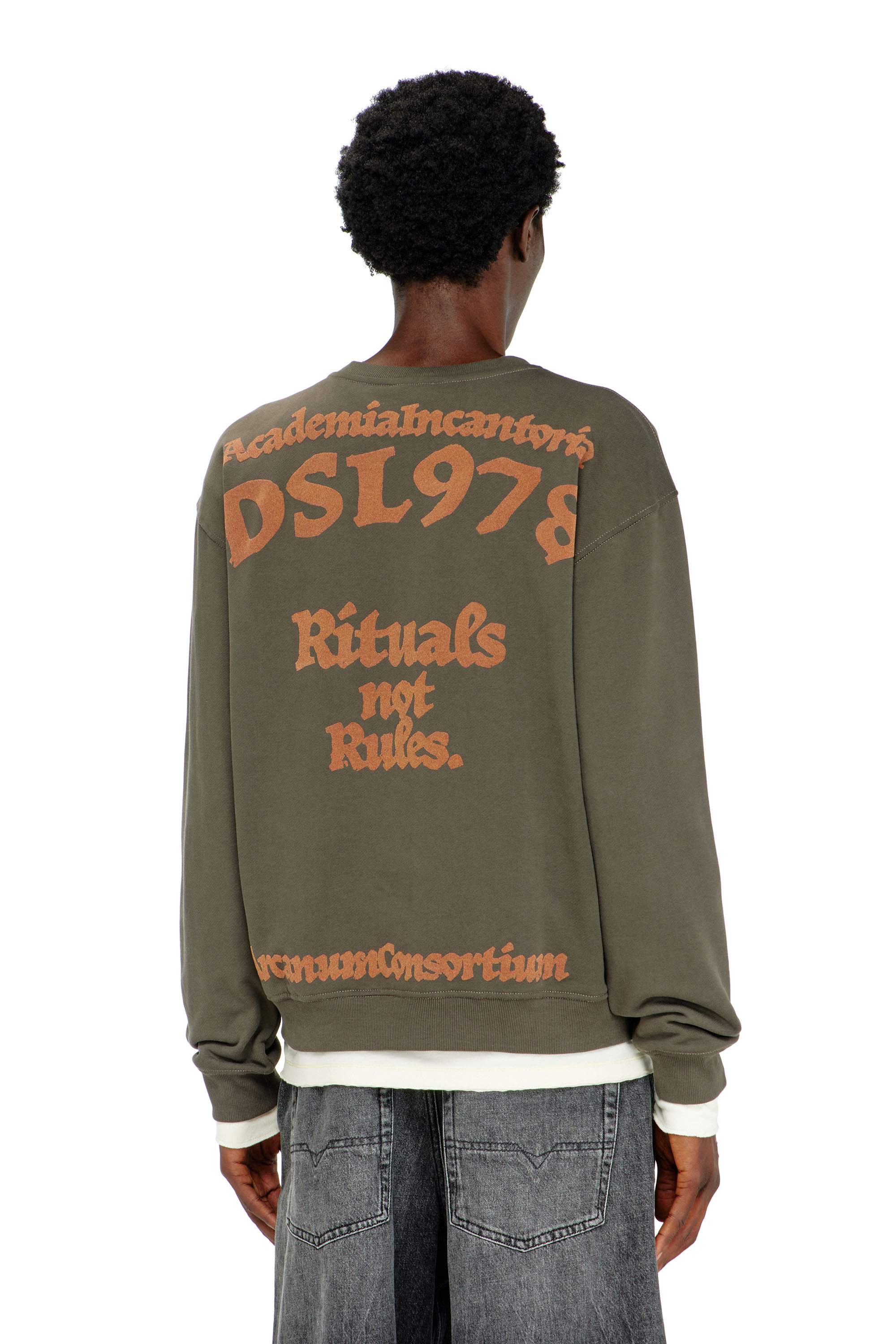 Diesel - S-NORM-AA4, Sweat-shirt avec broderie et imprim&eacute; flock Homme in Vert - 4