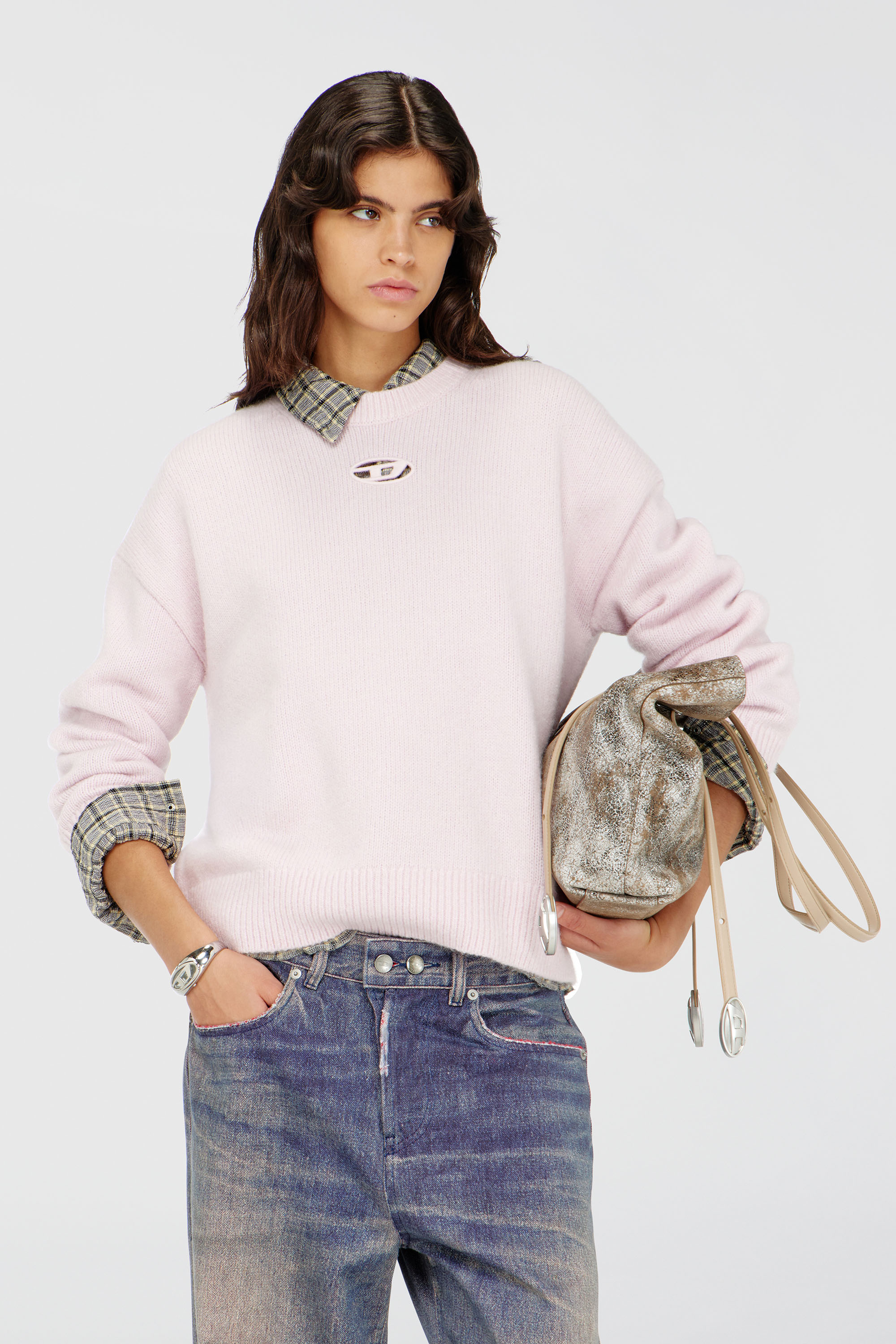 Diesel - M-AREETA, Pull en laine et m&eacute;lange d'alpaga Femme in Rose - 1