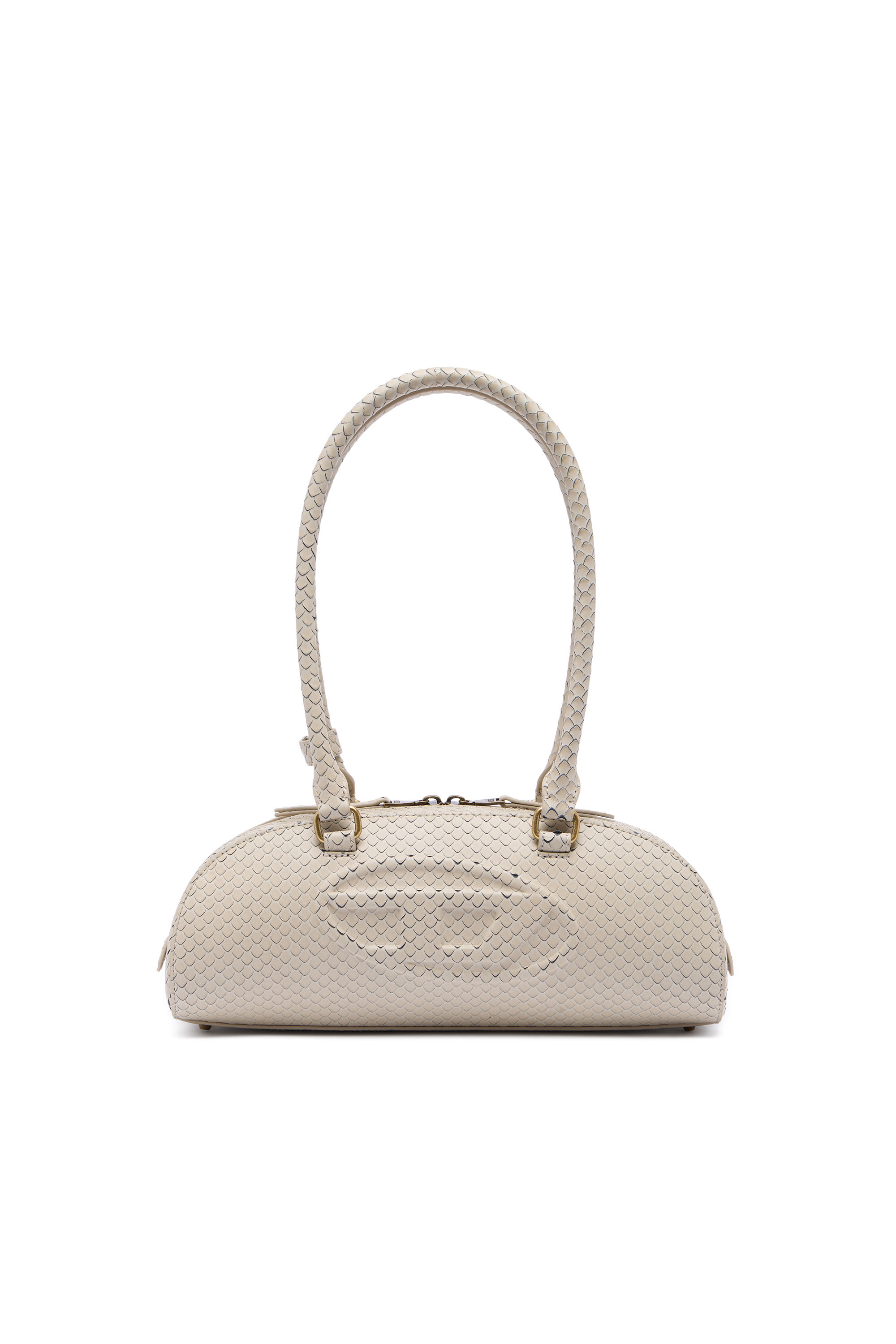 Diesel - 1DR DOME SHOULDER EW, 1DR Dome-Sac bowling allong&eacute; en cuir textur&eacute; Femme in Beige - 2