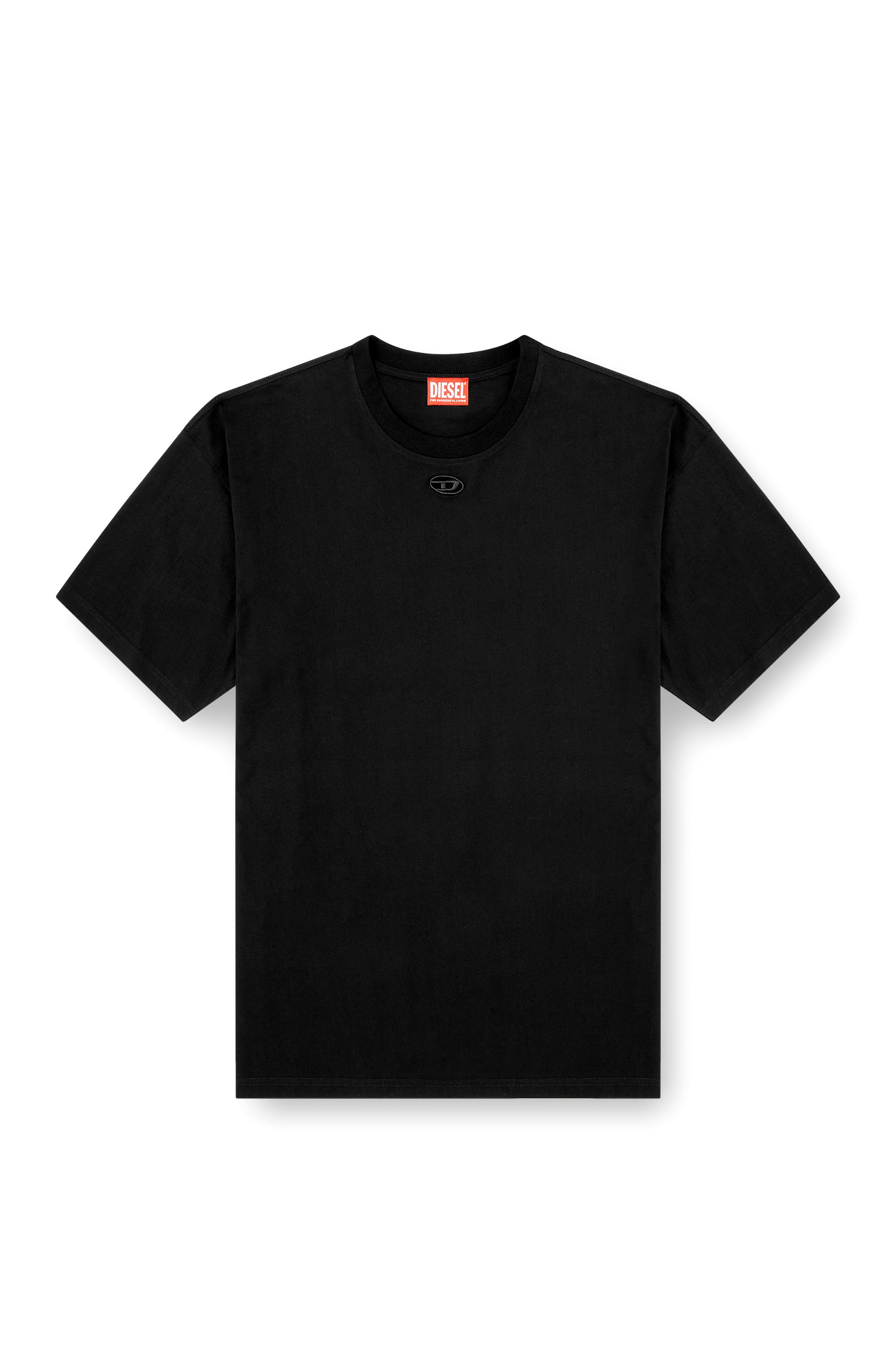 Diesel - T-BOXT-DCO, T-shirt en coton d&eacute;contract&eacute;e avec broderie Oval D Homme in Noir - 3