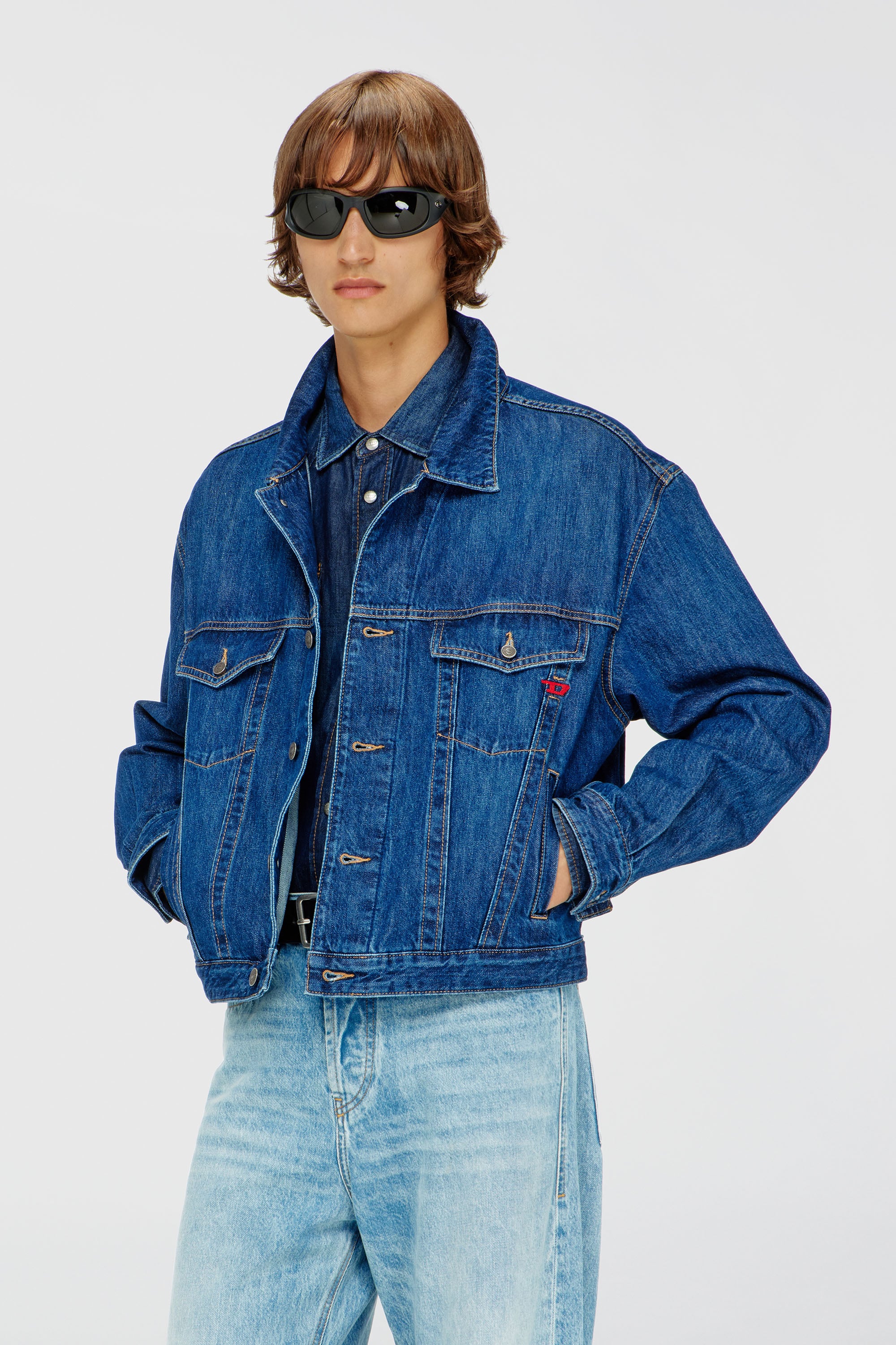 Diesel - D-RANGER, Veste trucker en denim Homme in Bleu - 1