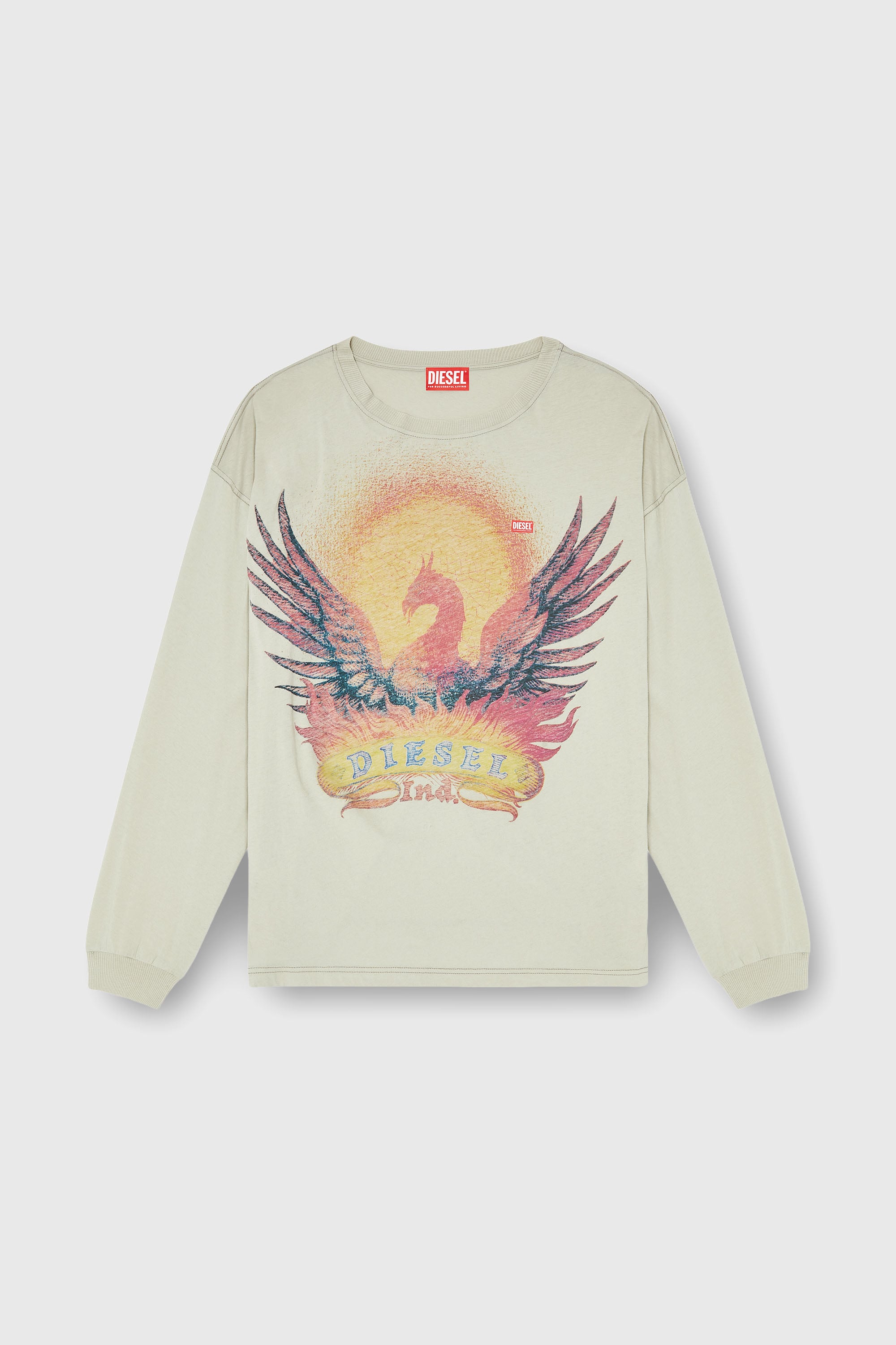 Diesel - T-BOXT-LS-AA1, T-shirt &agrave; manches longues avec motif Phoenix Homme in Beige - 2