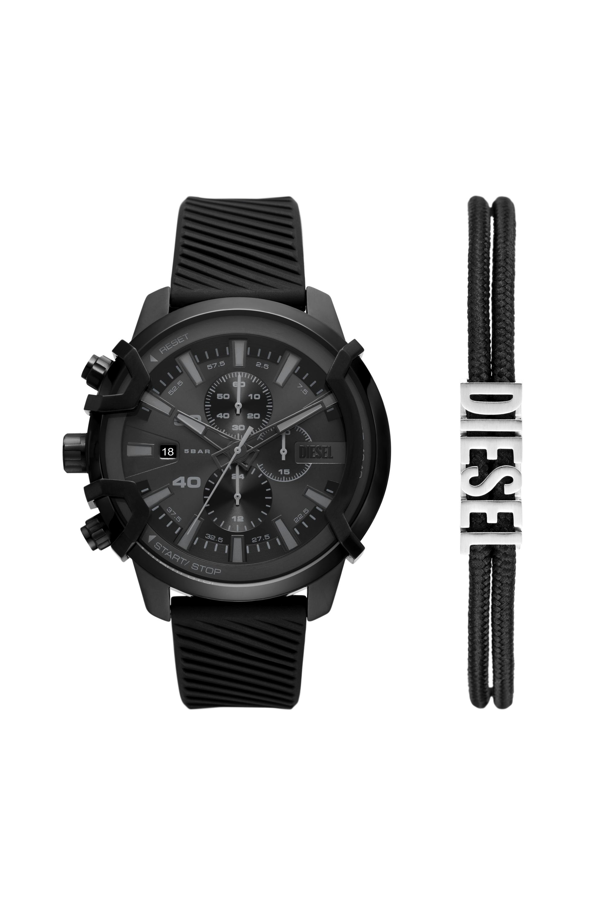 Men\'s black watch Spiked DZ4644 stainless chronograph Diesel steel |