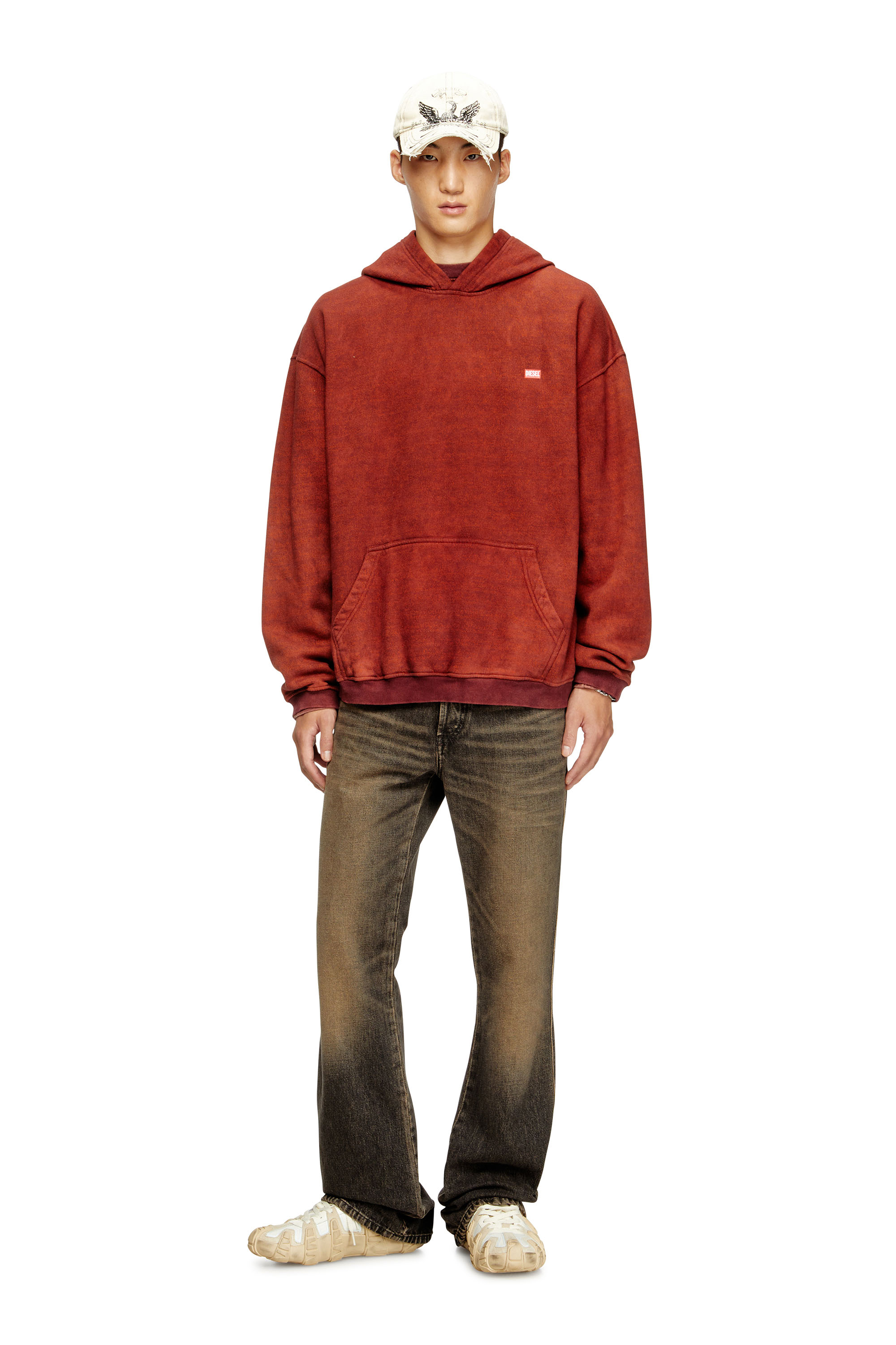 Diesel - S-KAI, Sweat à capuche en coton avec poche kangourou Homme in Marron - 1