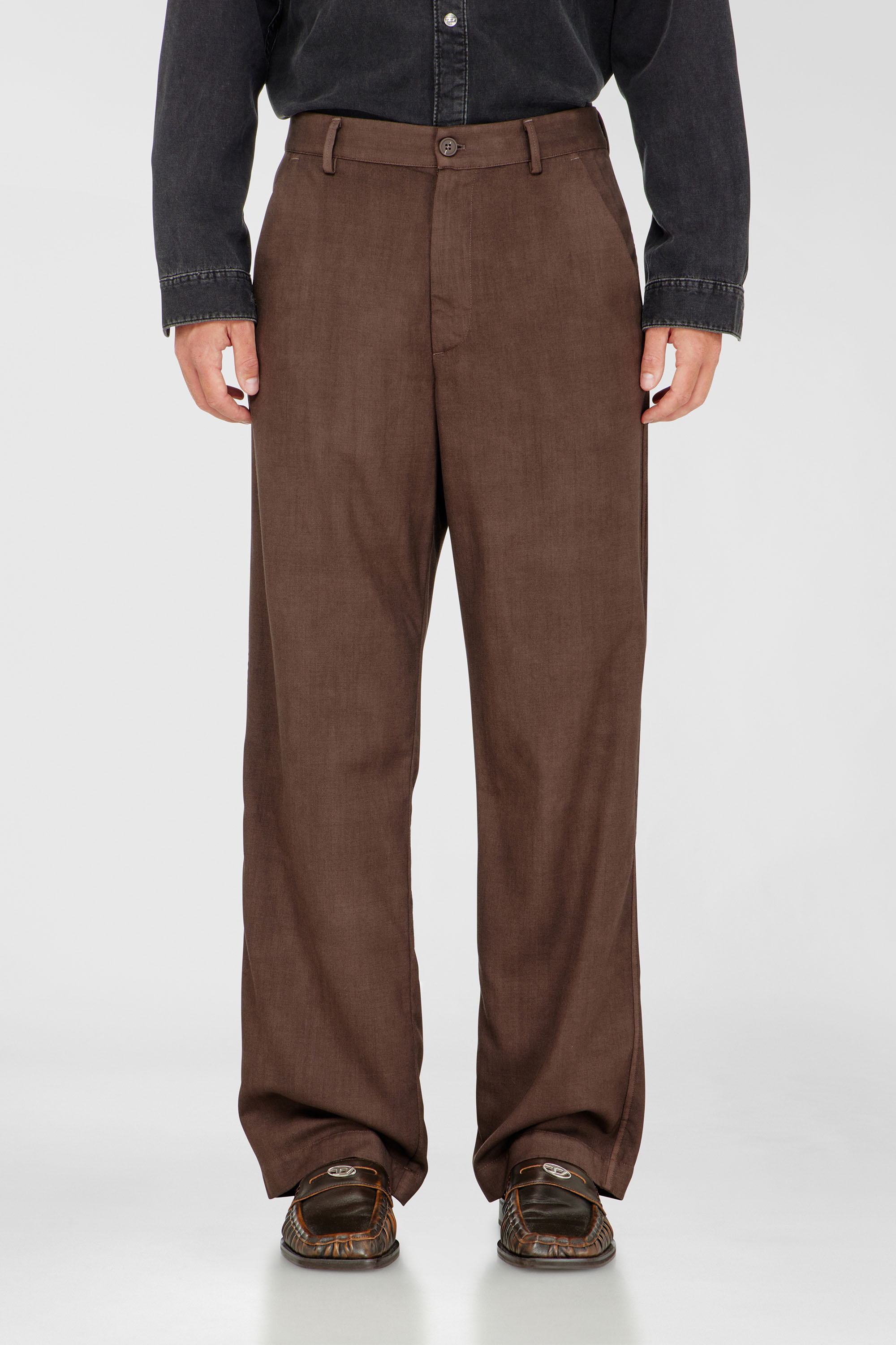 Diesel - P-HANT-CHINO-AECB, Pantalon chino en laine stretch l&eacute;g&egrave;re Homme in Marron - 3