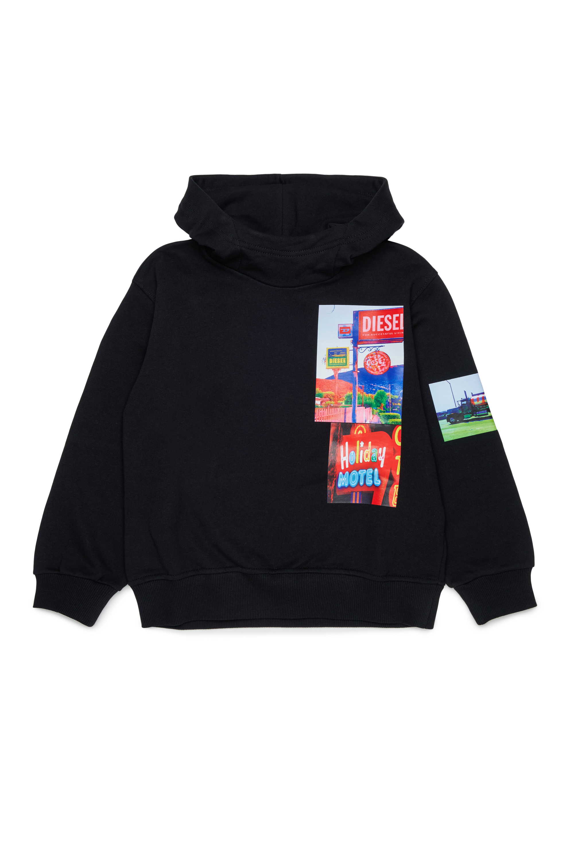 Diesel - SFORMY OVER, Sweat &agrave; capuche avec photo prints Homme in Noir - 1