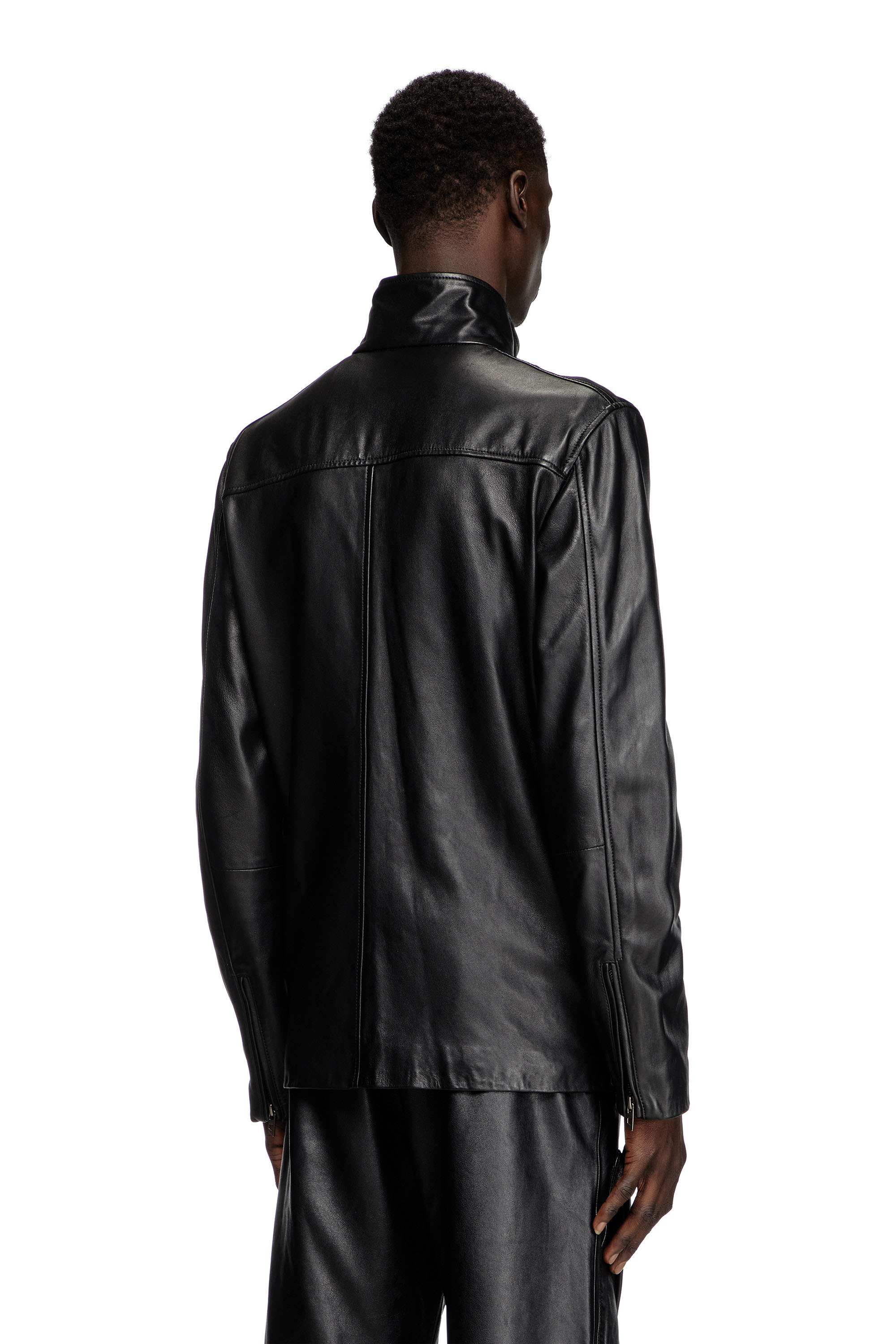 Diesel - L-GAST, Veste en cuir avec poches utility Mixte in Noir - 4