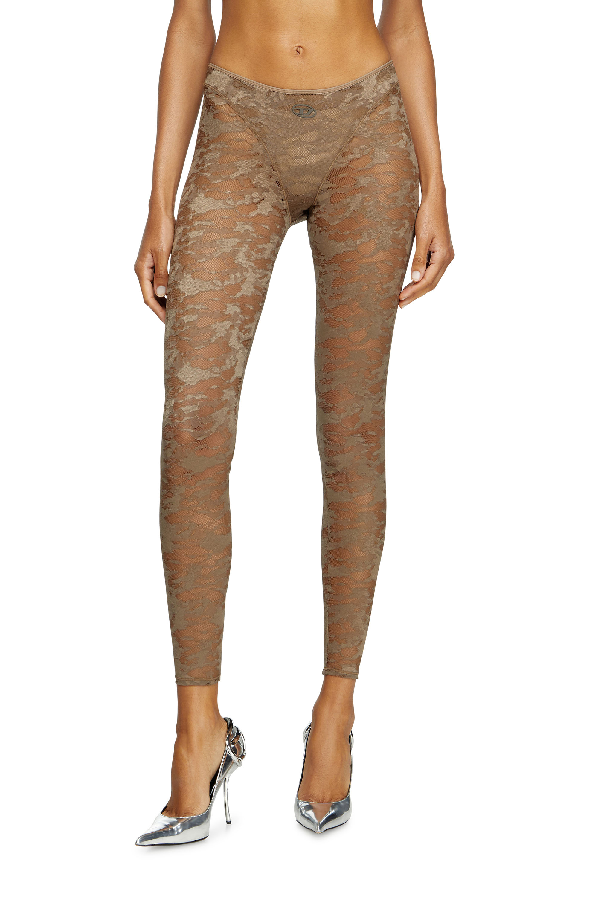 Diesel - CLAIRE-UTLT, Legging en dentelle camouflage Femme in Marron - 2
