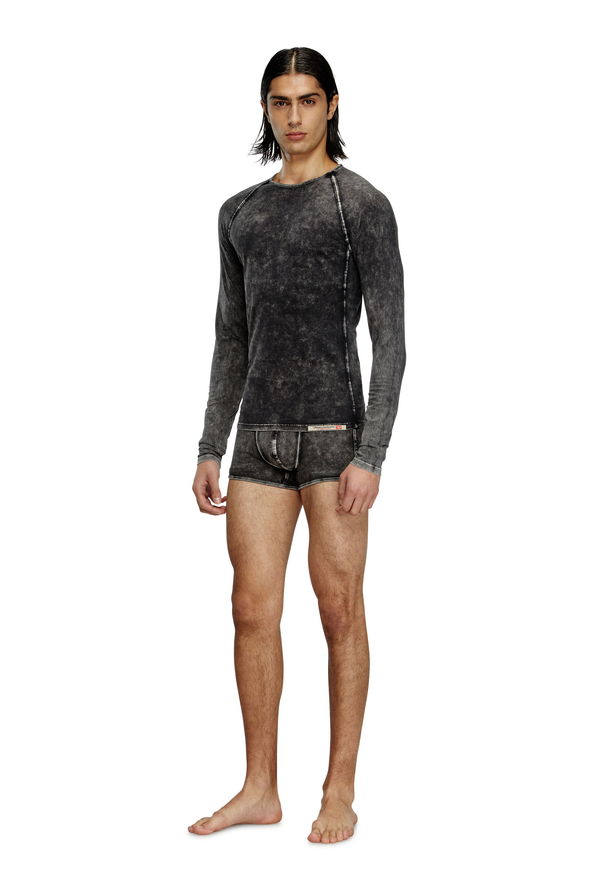 Diesel - EFREM-DNM, T-shirt à manches longues effet denim Homme in Noir - 1