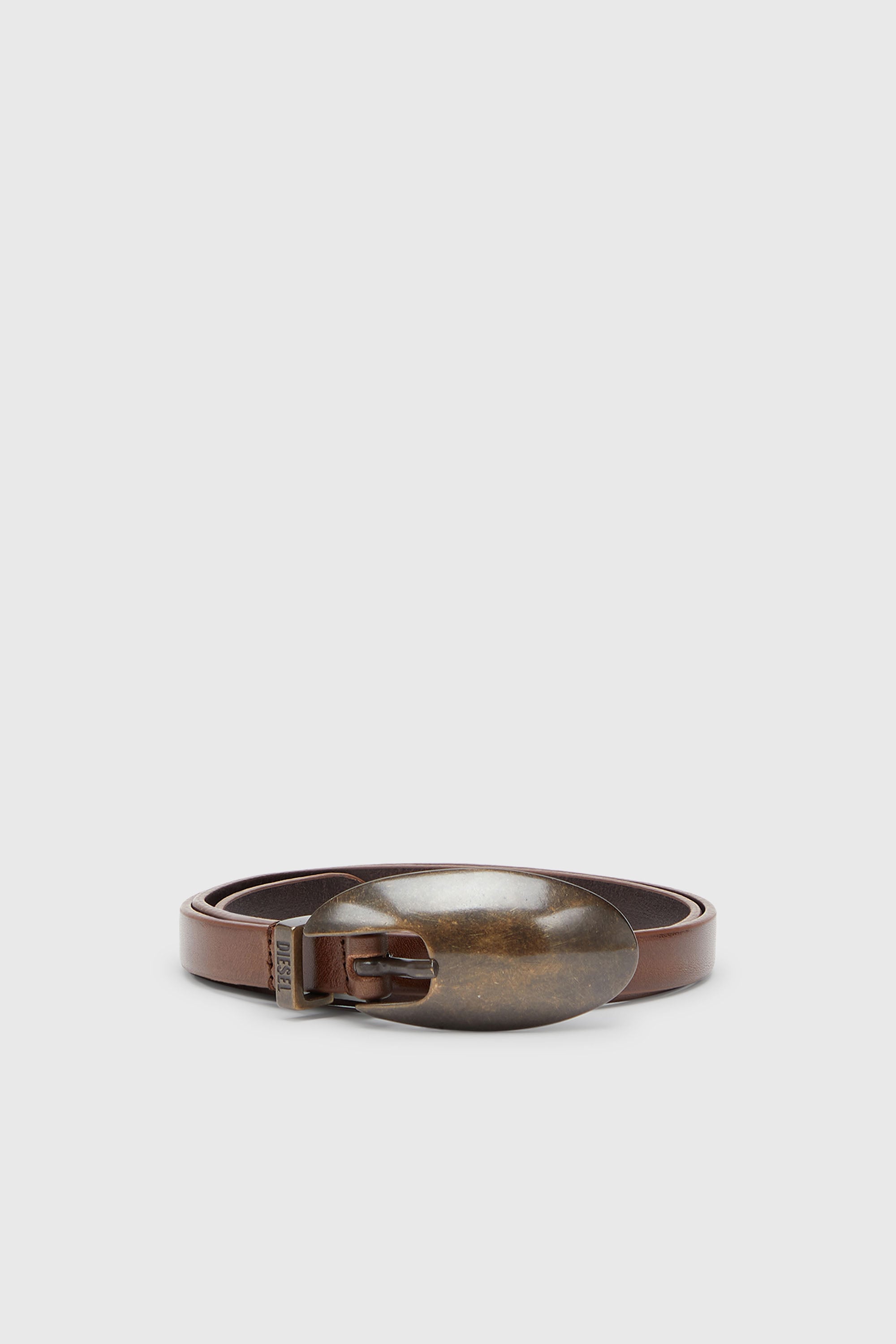 Diesel - B-ROP 15, Ceinture 1.5 cm fine en cuir avec boucle sculpturale Femme in Marron - 1
