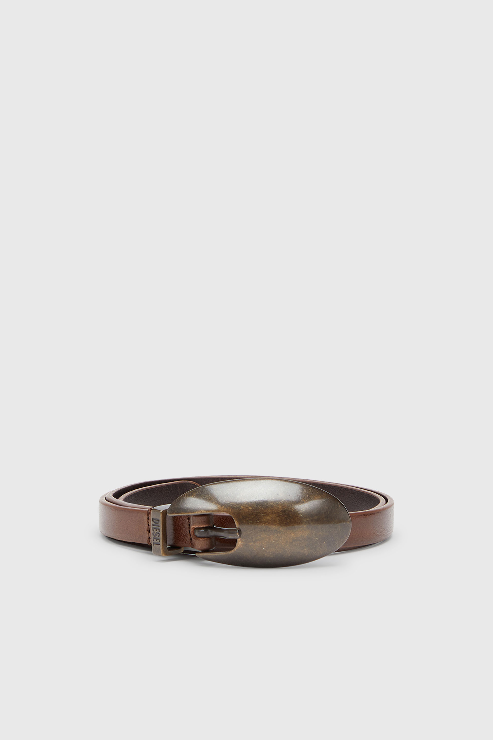 Diesel - B-ROP 15, Ceinture 1.5 cm fine en cuir avec boucle sculpturale Femme in Marron - 1