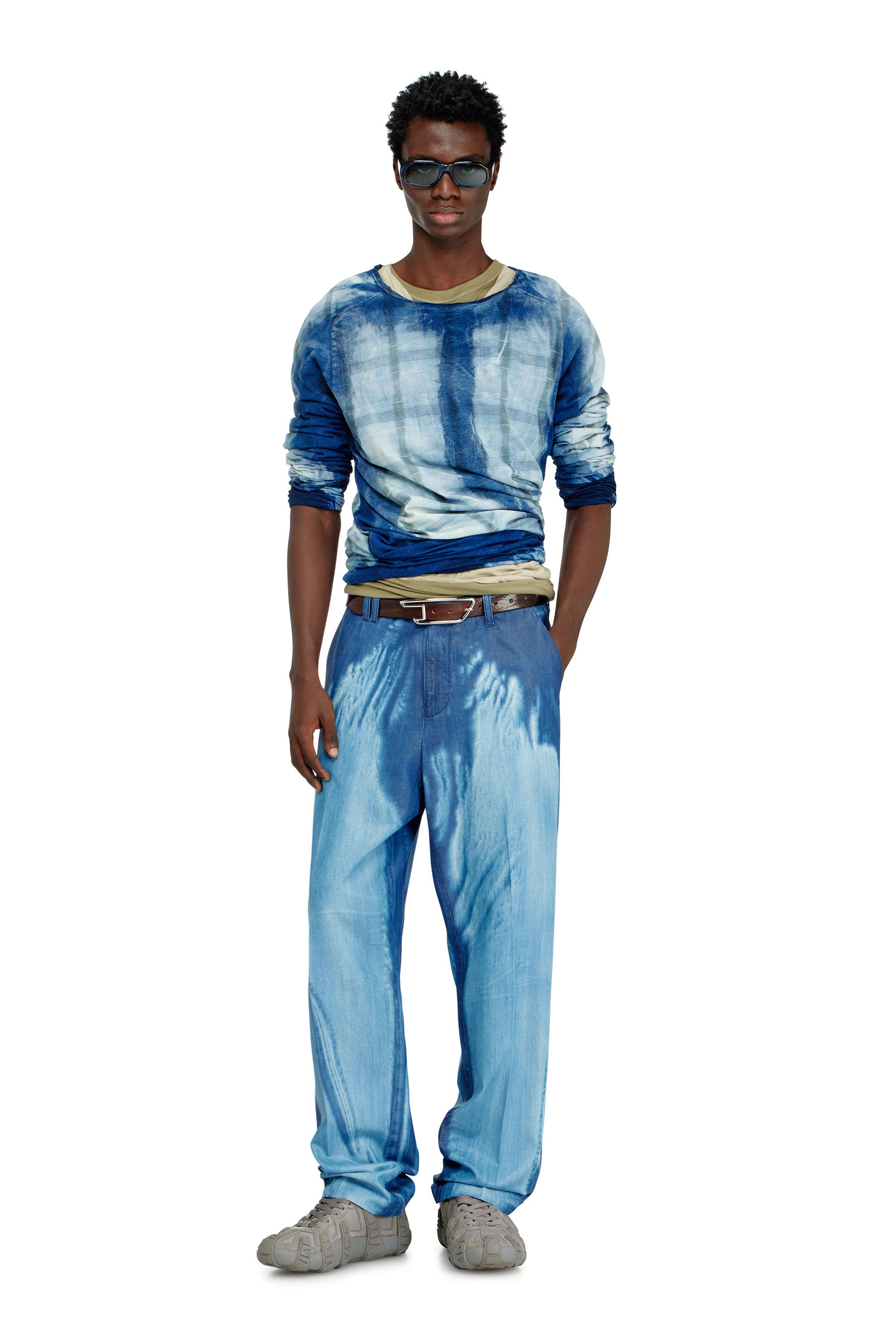 Diesel - T-ANTON-A, Haut superpos&eacute; torsad&eacute; &agrave; effet radiographie Homme in Bleu - 2