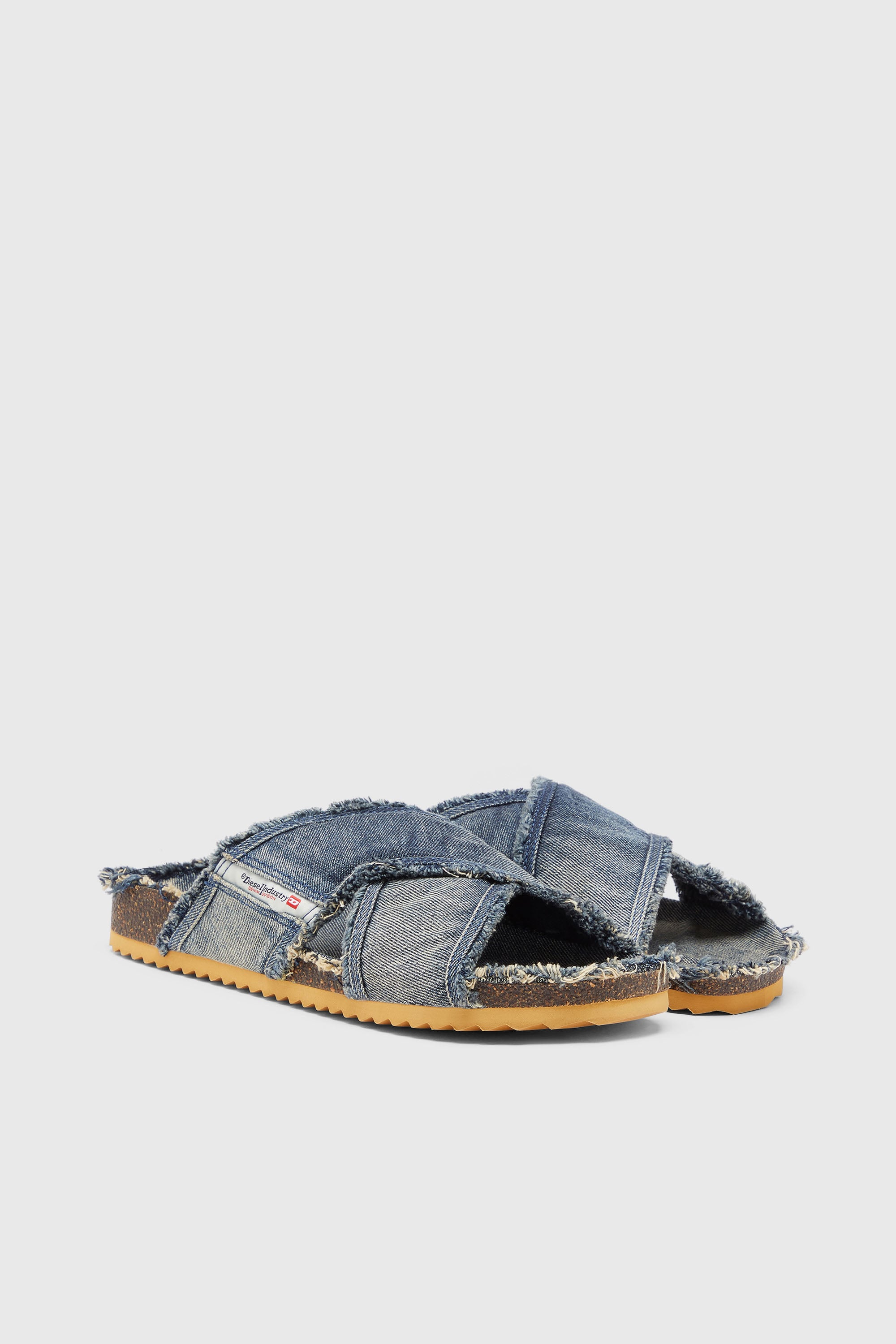 Diesel - D-WOODSTOCK CROSS, D-Woodstock-Crossover mules en denim effiloch&eacute; Homme in Bleu - 2
