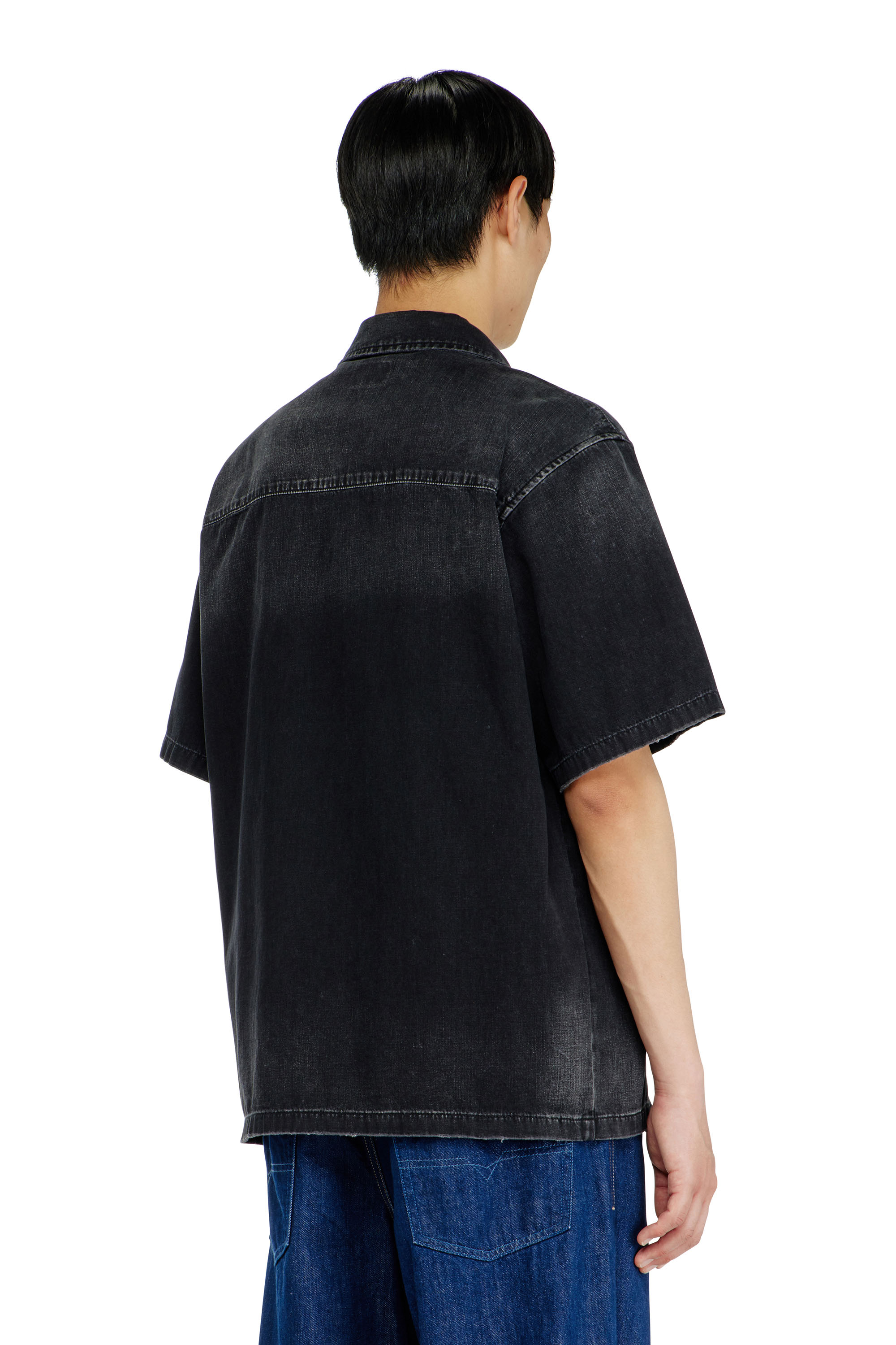 Diesel - D-NABIL-D, Chemise &agrave; manches courtes en denim Homme in Noir - 4