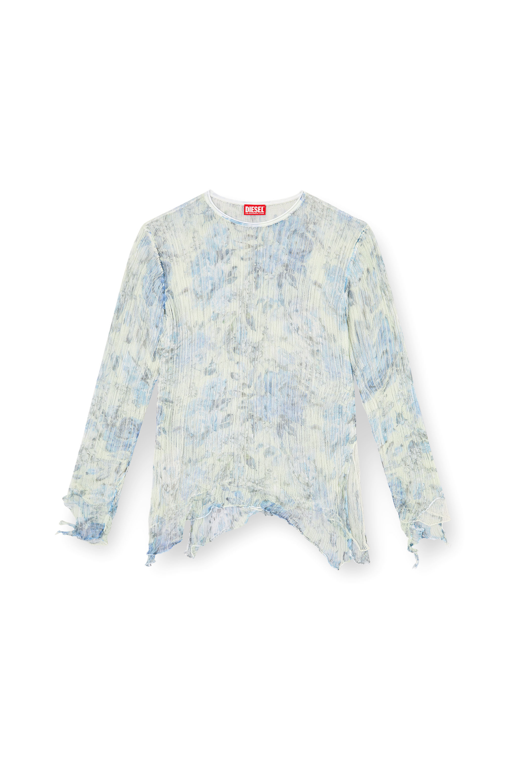 Diesel - K-AASMOS-A, Pull en maille échevelé avec imprimé floral Mixte in Bleu - 3