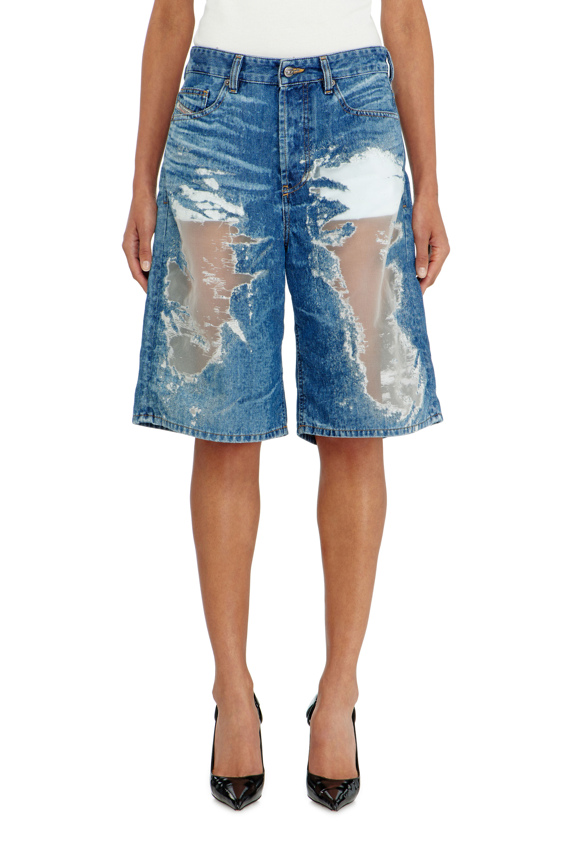 Diesel - PR-DE-SIRE-SHORT, Short en denim devor&eacute; Mixte in Bleu - 2