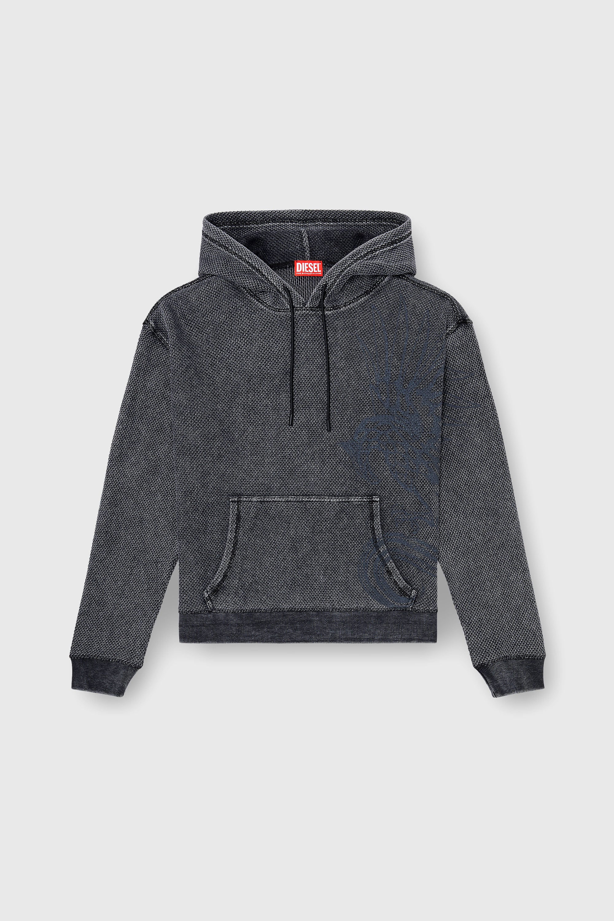 Diesel - S-NORM-HOOD-AA1, Sweat &agrave; capuche en mesh de coton textur&eacute; Homme in Gris - 2