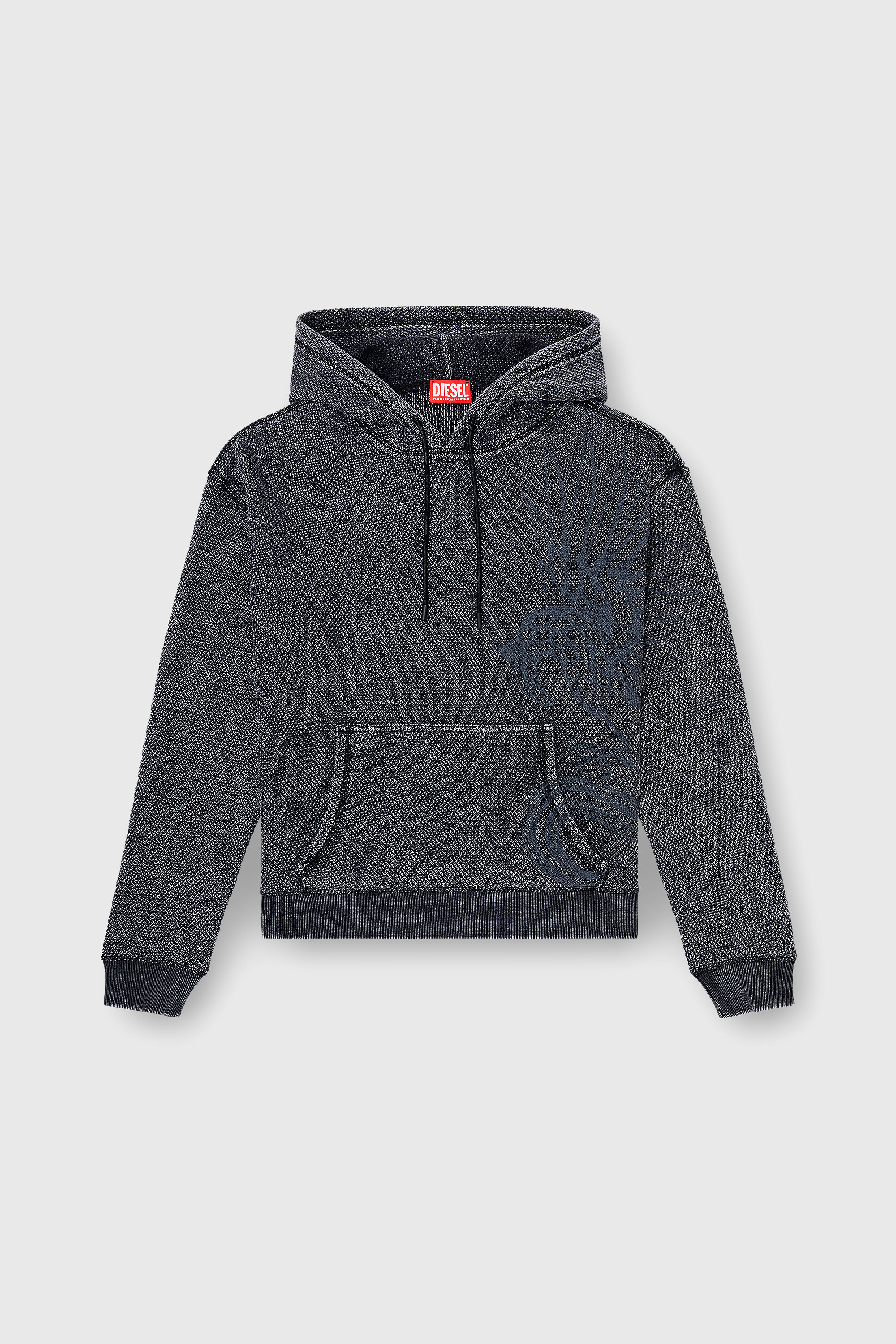 Diesel - S-NORM-HOOD-AA1, Sweat &agrave; capuche en mesh de coton textur&eacute; Homme in Gris - 2