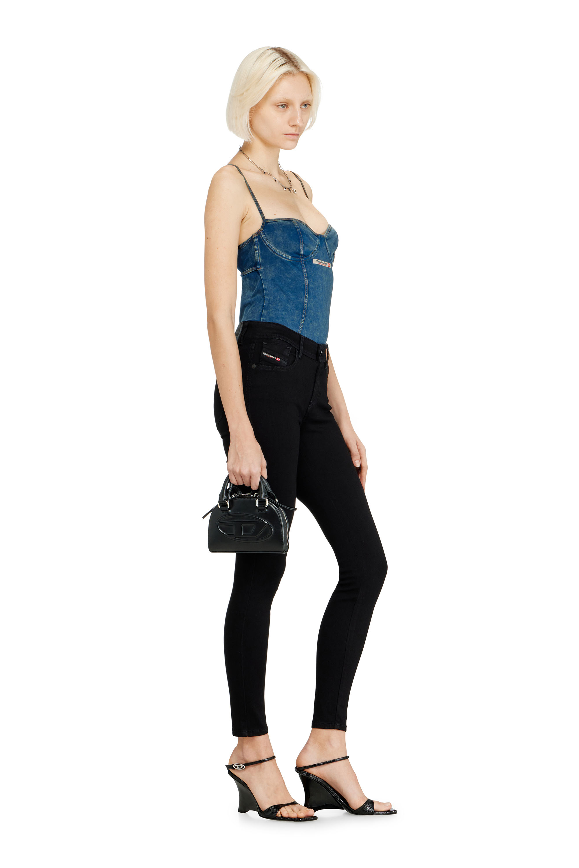 Diesel - Skinny Jeans 2017 Slandy 069EF Femme, Noir/Gris fonc&eacute; - Image 2