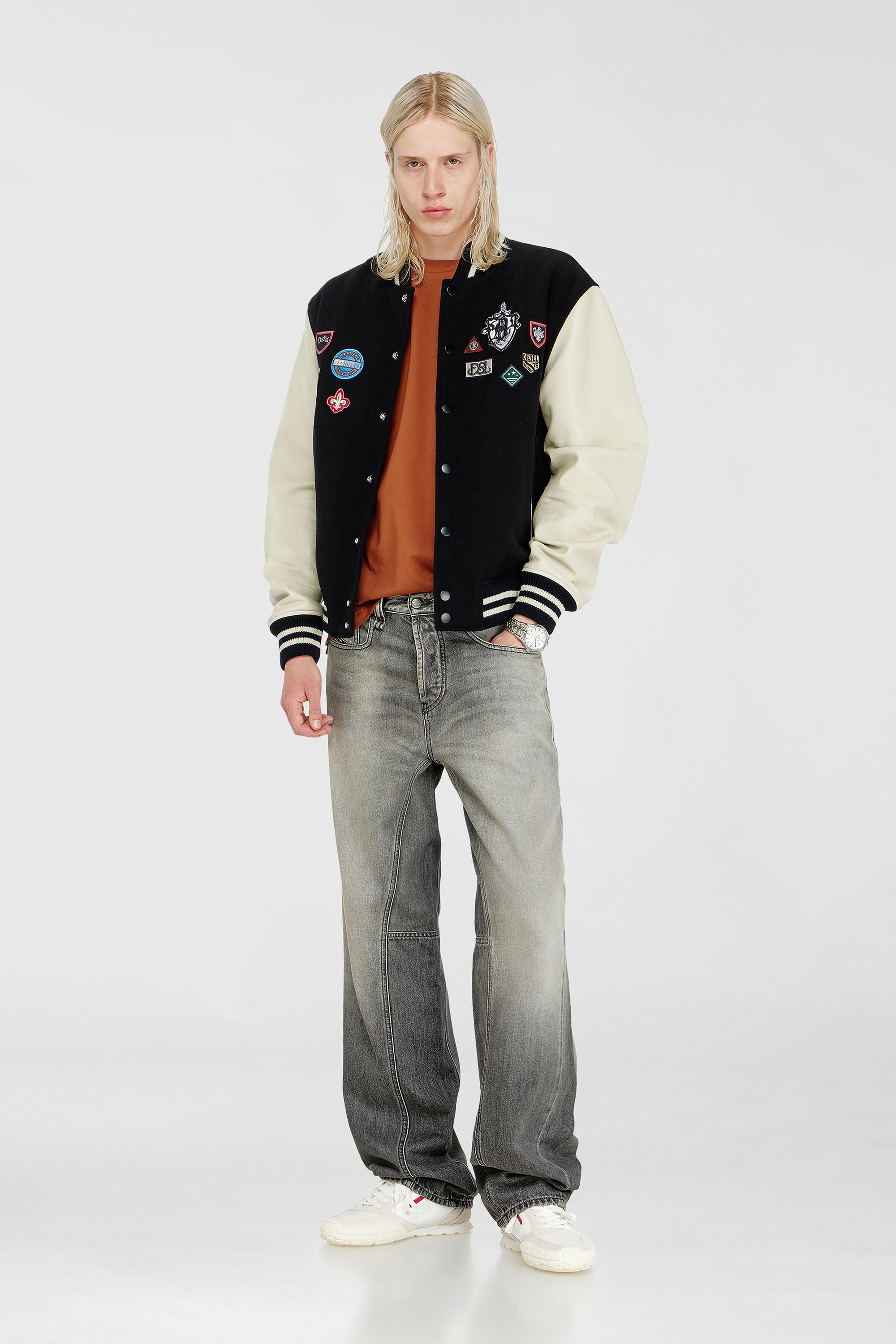 Diesel - L-ARRY-PATCH, Blouson en laine et cuir avec patchs Homme in Polychrome - 2