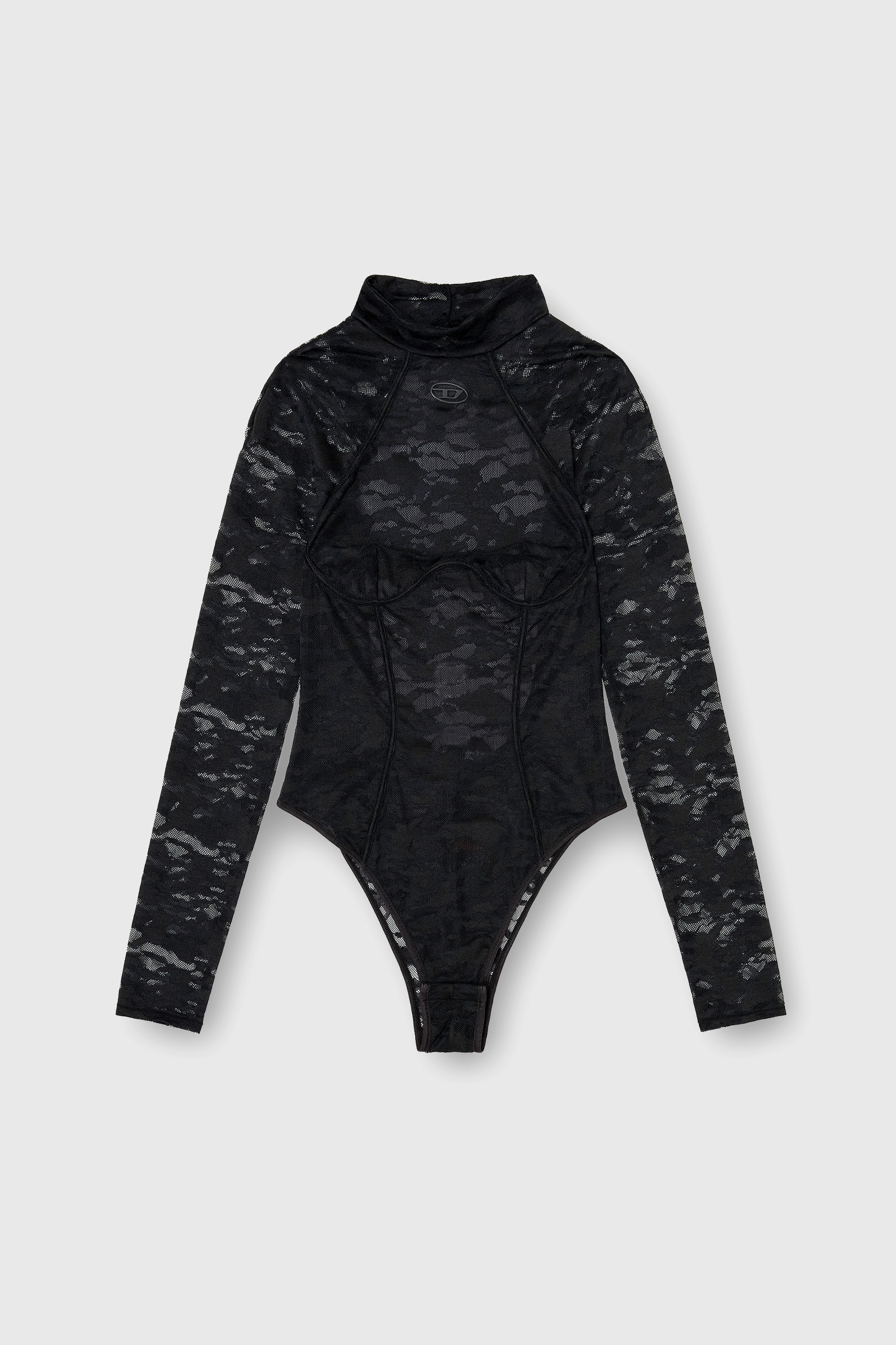 Diesel - VIVIAN-UTLT, Body en dentelle nylon avec dos ouvert Femme in Noir - 2