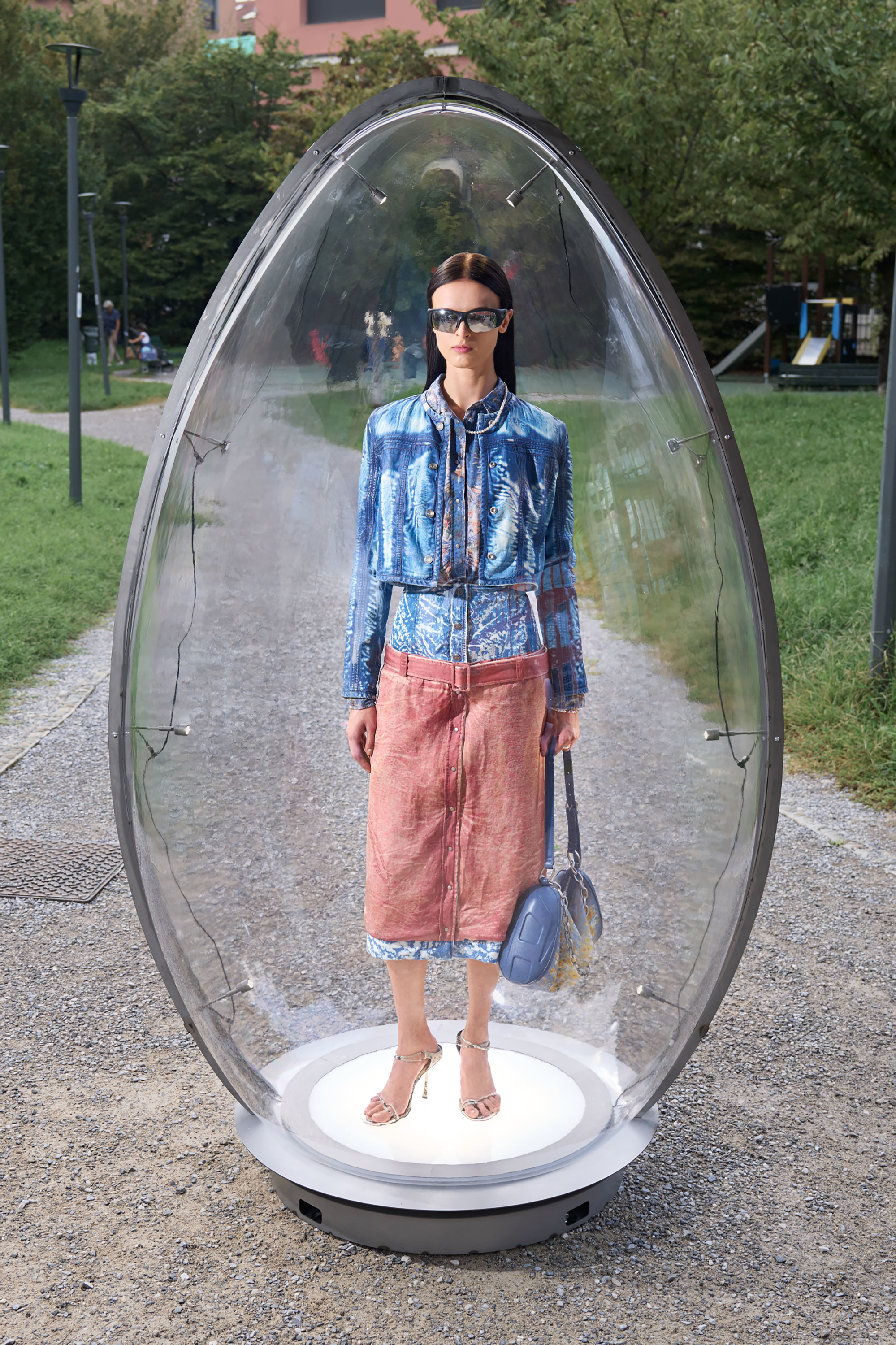 Diesel - C-ASSY, Chemise avec effet radiographique floral Femme in Bleu - 6