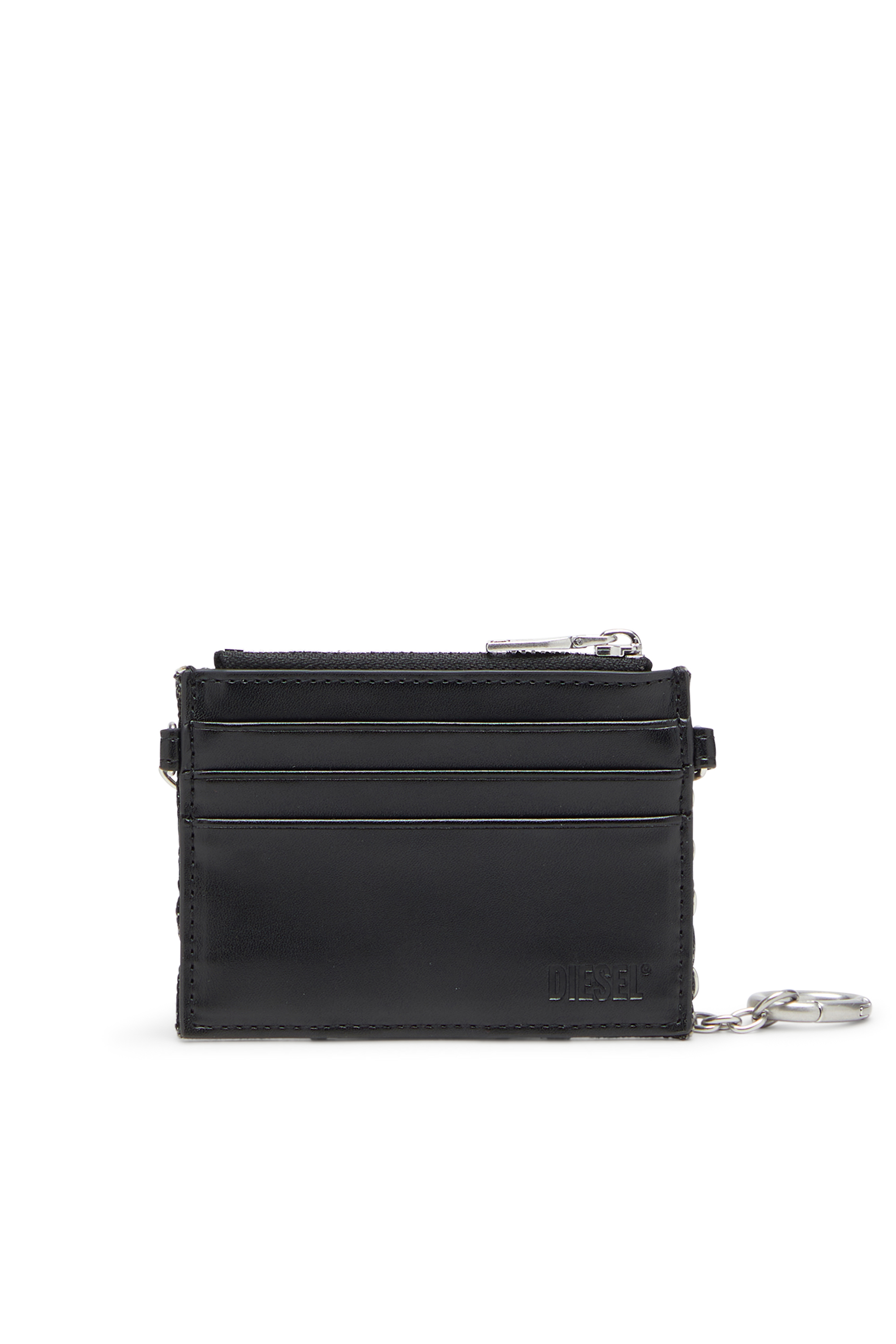 Diesel - CARD HOLDER WITH CHAIN, Porte-cartes avec chaîne et poche monnaie zippée Femme in Gris - 2