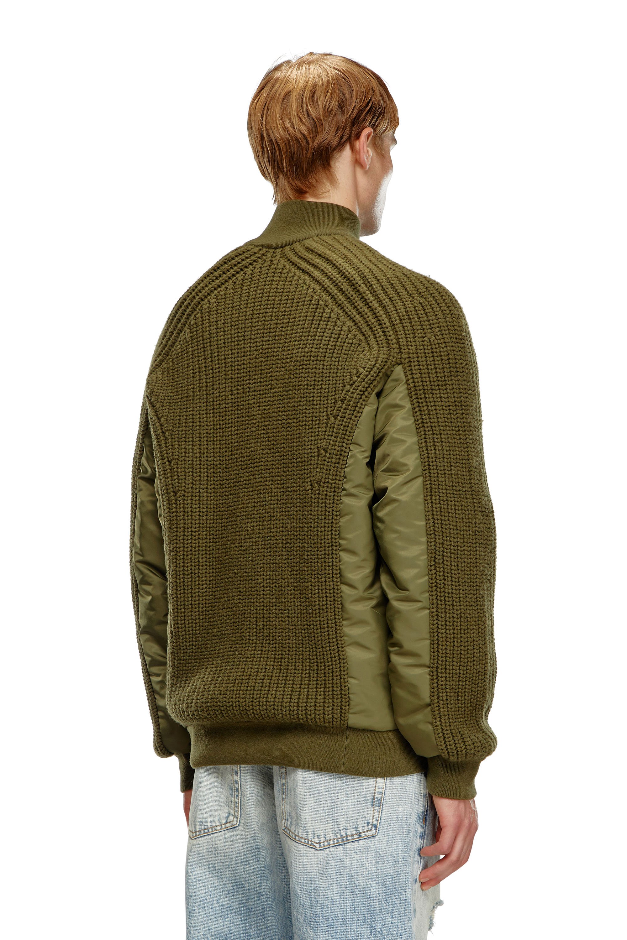 Diesel - K-ARRE, Homme Cardigan zippé en laine et nylon in Vert - Image 4