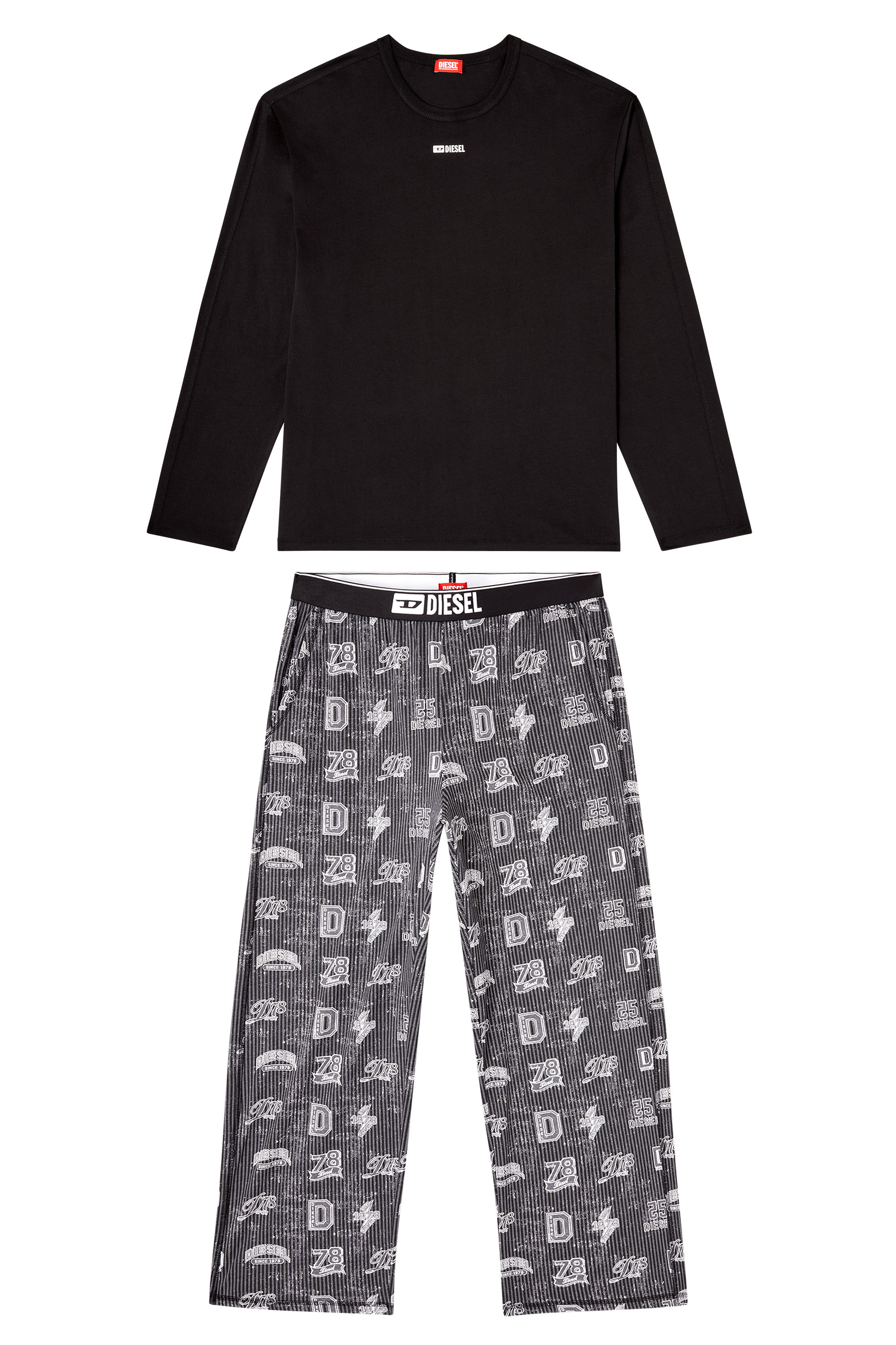 Diesel - SET-NOLAN-D-BOX, Ensemble pyjama en coton avec imprimés logo Homme in Noir - 2