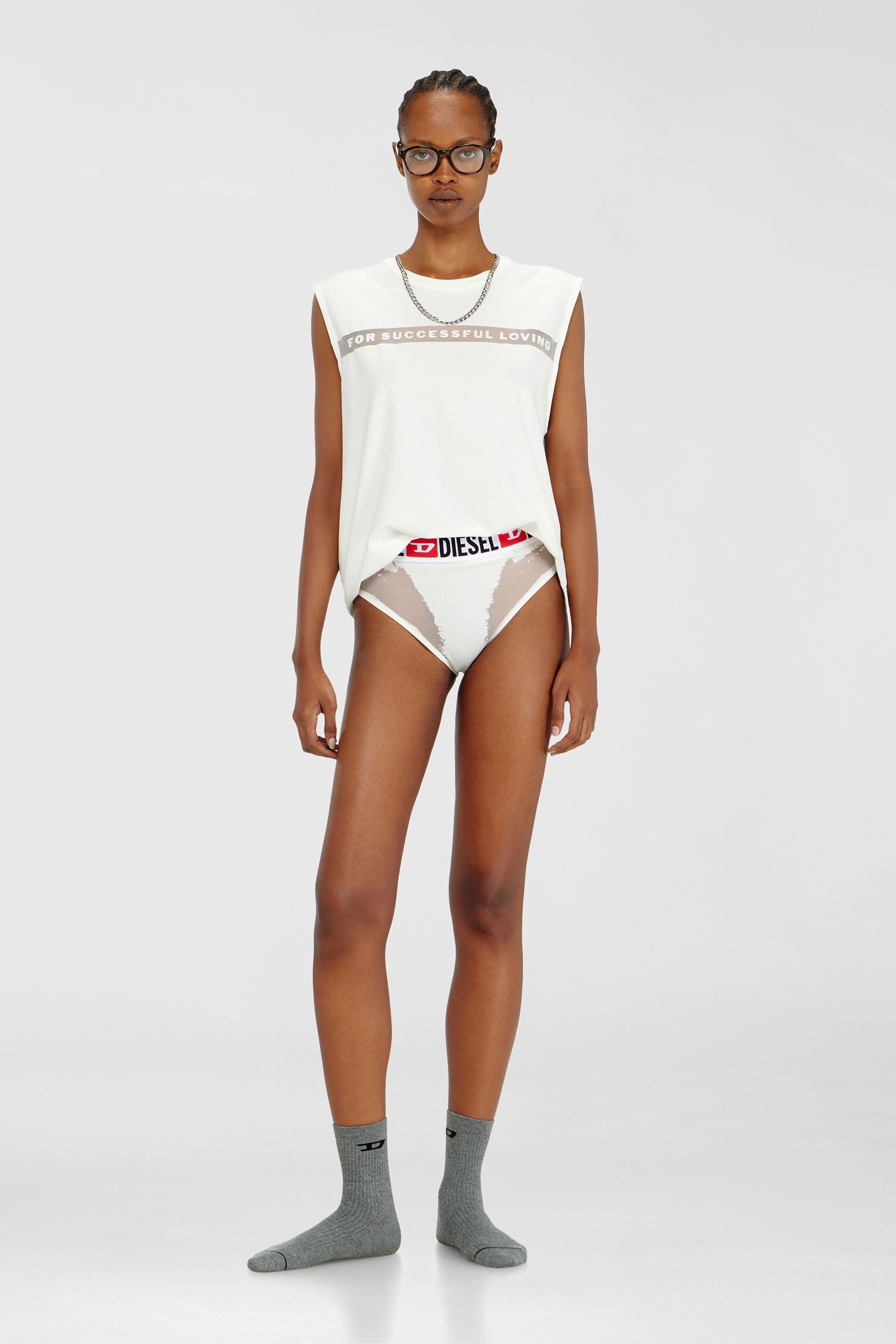 Diesel - PR-SAM-D-CORE, Culotte effet d&eacute;vor&eacute; transparent Femme in Blanc - 1