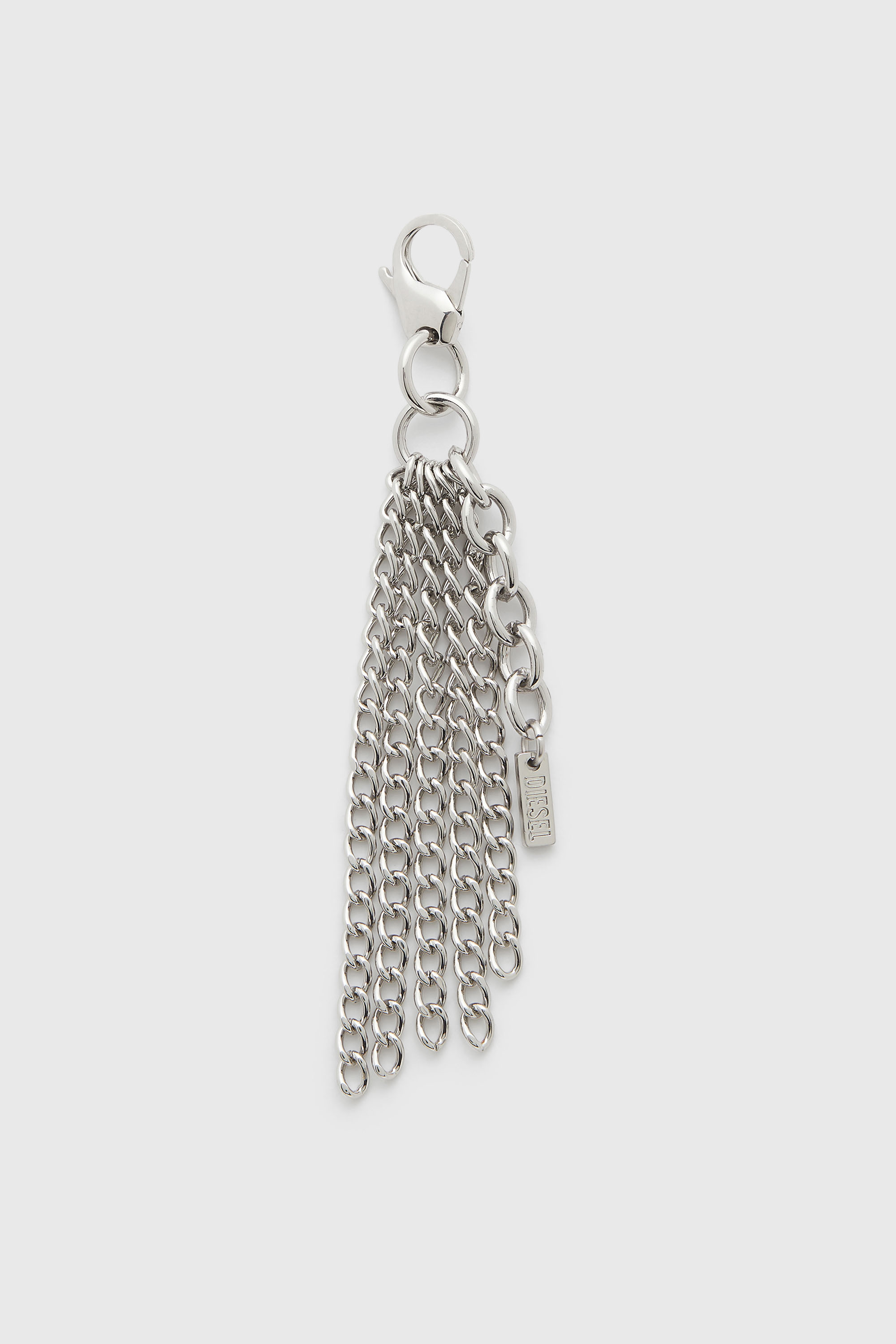 Diesel - CHARM-MULTI CHAIN, Porte-cl&eacute;s en m&eacute;tal avec franges cha&icirc;ne Femme in Gris argent&eacute; - 1
