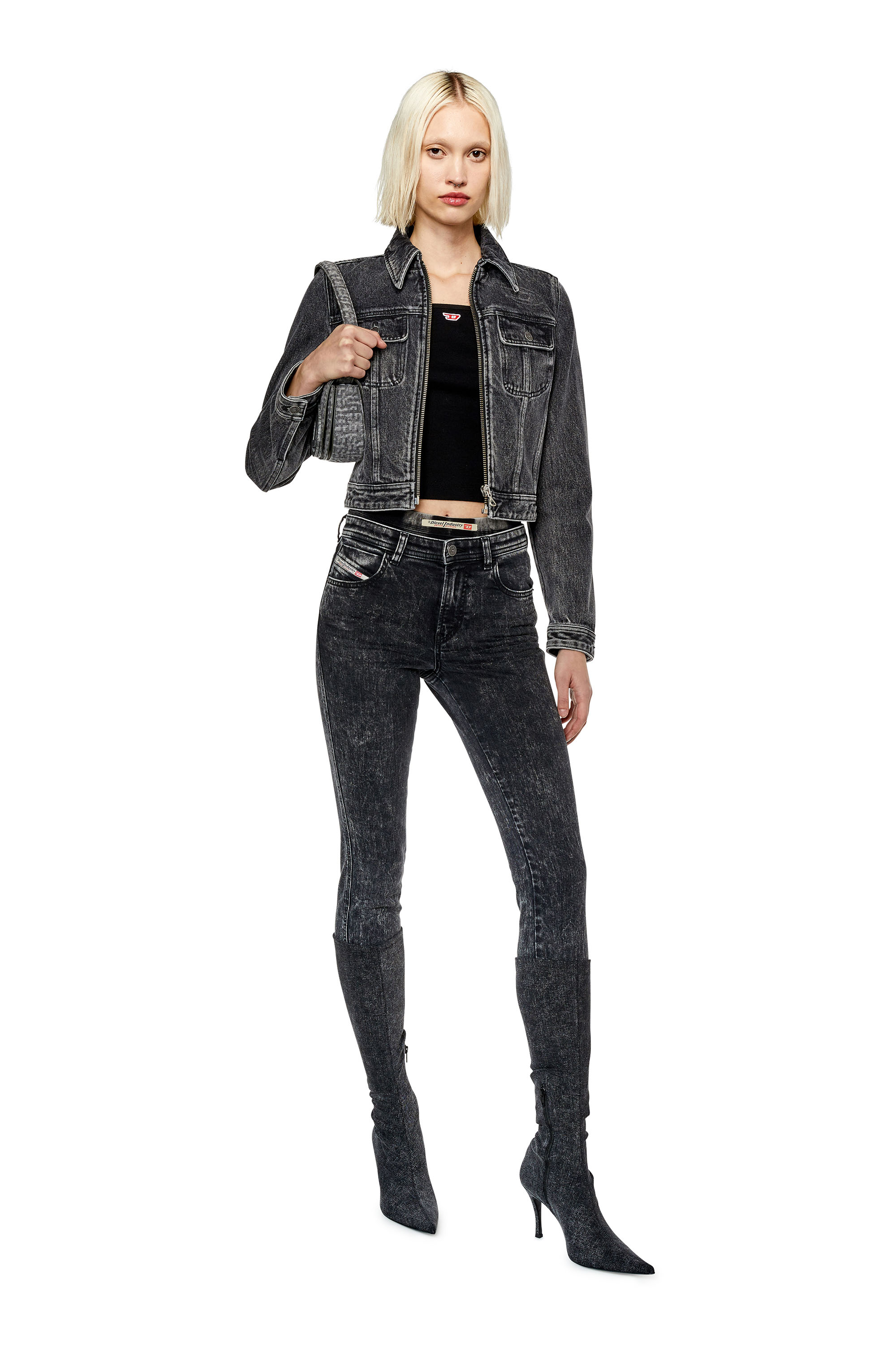 Diesel - Skinny Jeans 2015 Babhila 0ENAN, Noir/Gris foncé - Image 1