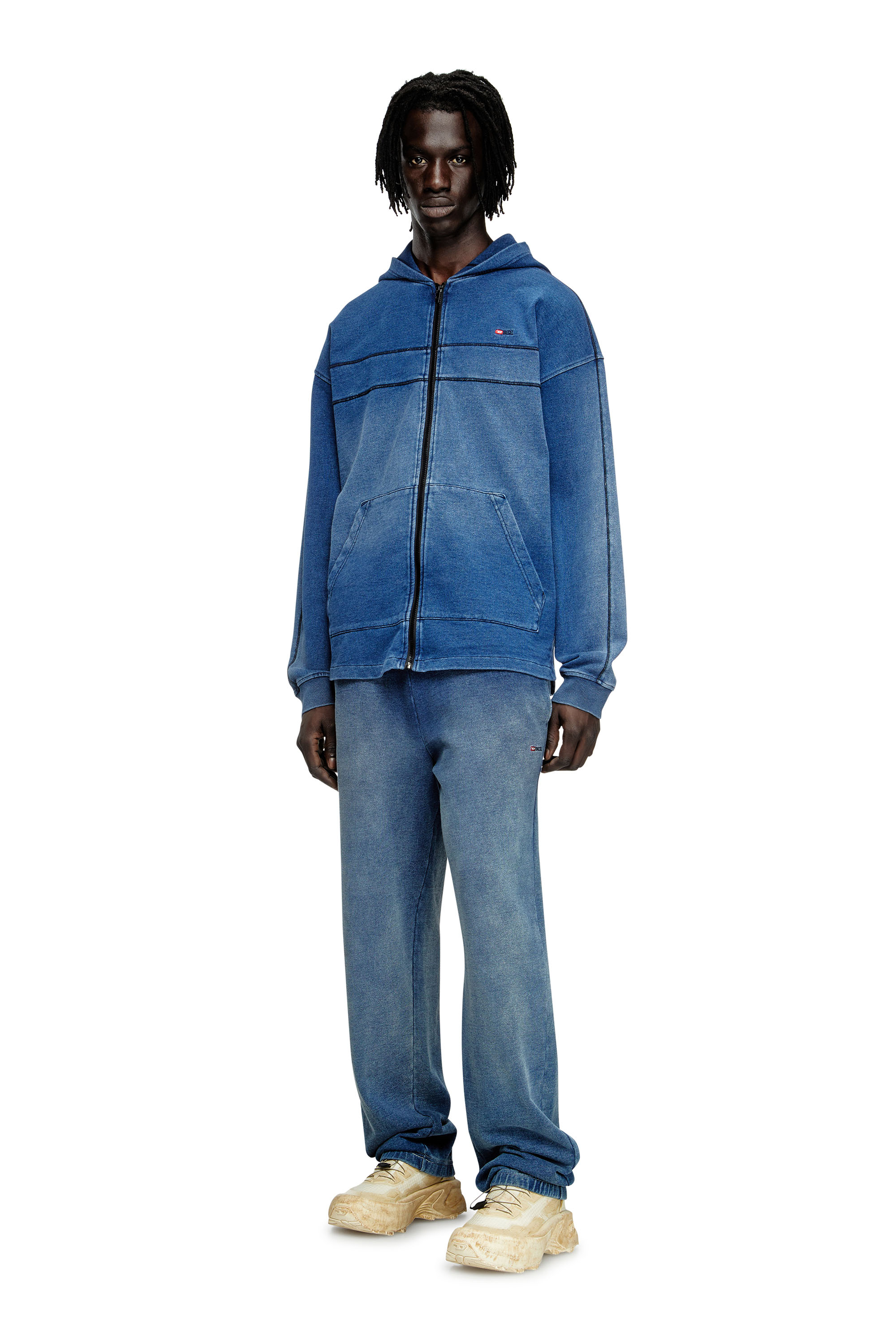 Diesel - S-BLAXT-HOOD-ZIP-NEW, Sweat-shirt à capuche en jersey effet denim Homme in ToBeDefined - 2
