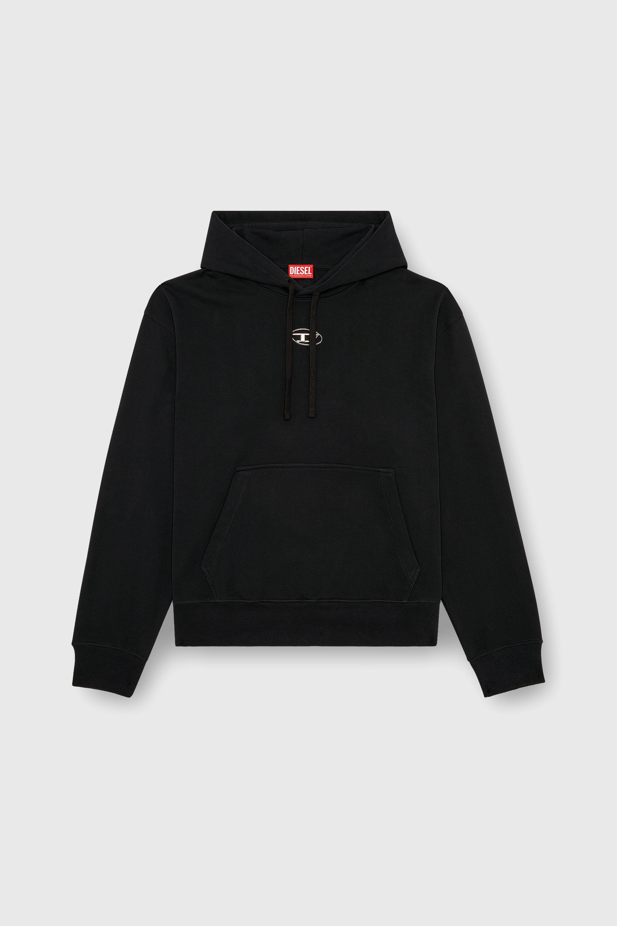 Diesel - S-MACS-HOOD-OD, Sweat-shirt &agrave; capuche oversize avec logo m&eacute;tallis&eacute; Homme in Noir - 2