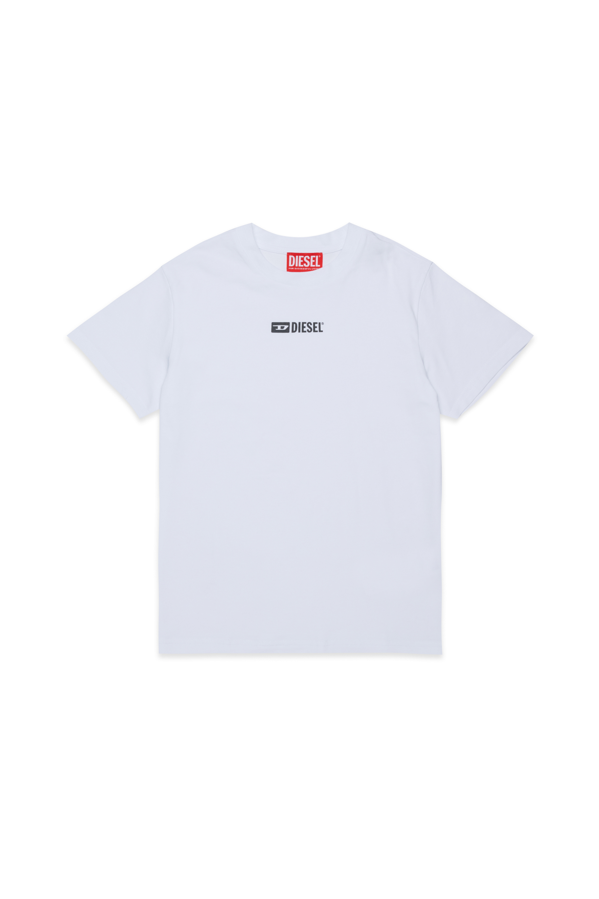 Diesel - UTTER, T-shirt en coton stretch avec logo imprim&eacute; Homme in Blanc - 1