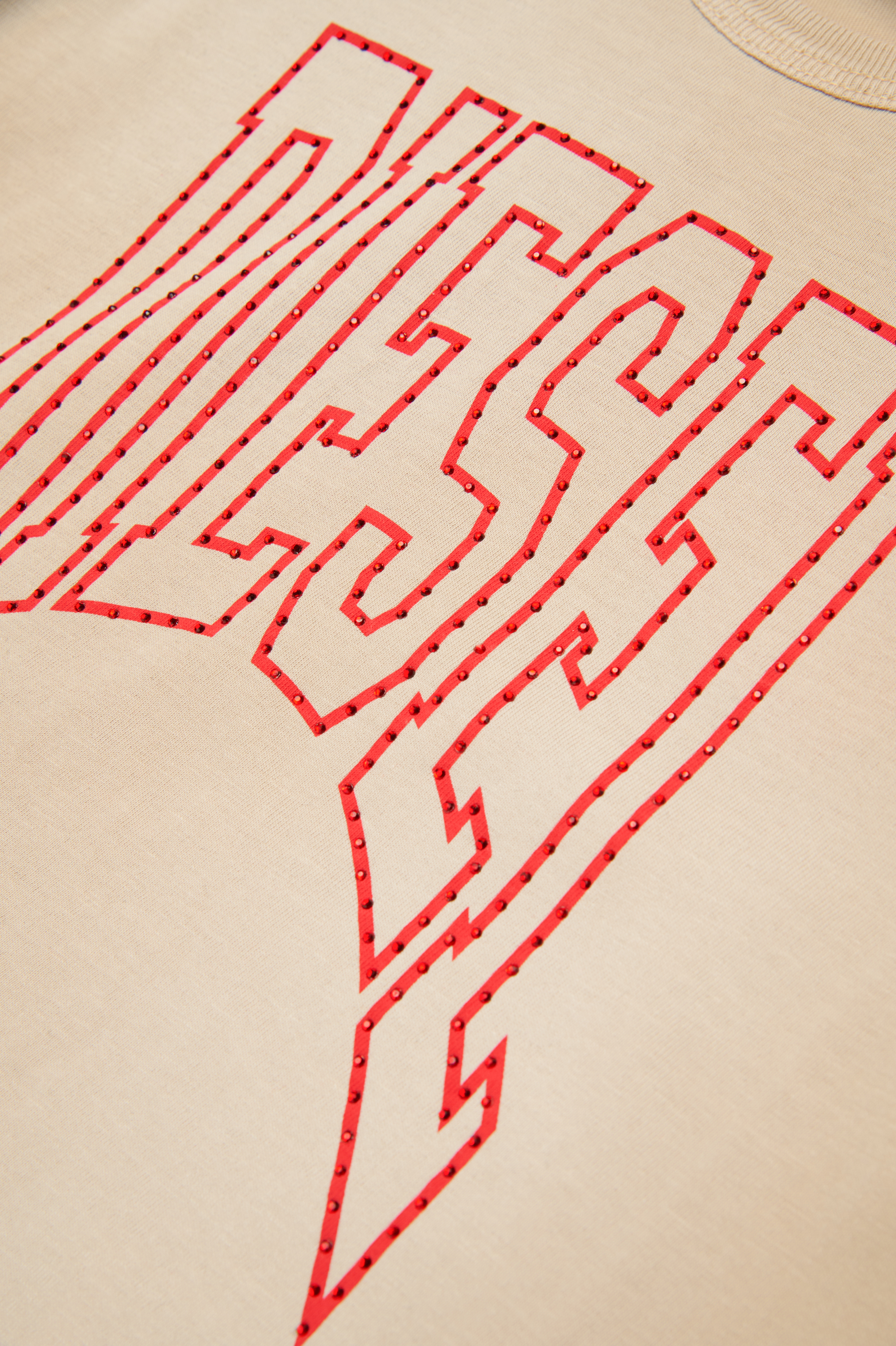 Diesel - TUNCUSL, T-shirt avec logo contour en cristal Femme in Marron - 4