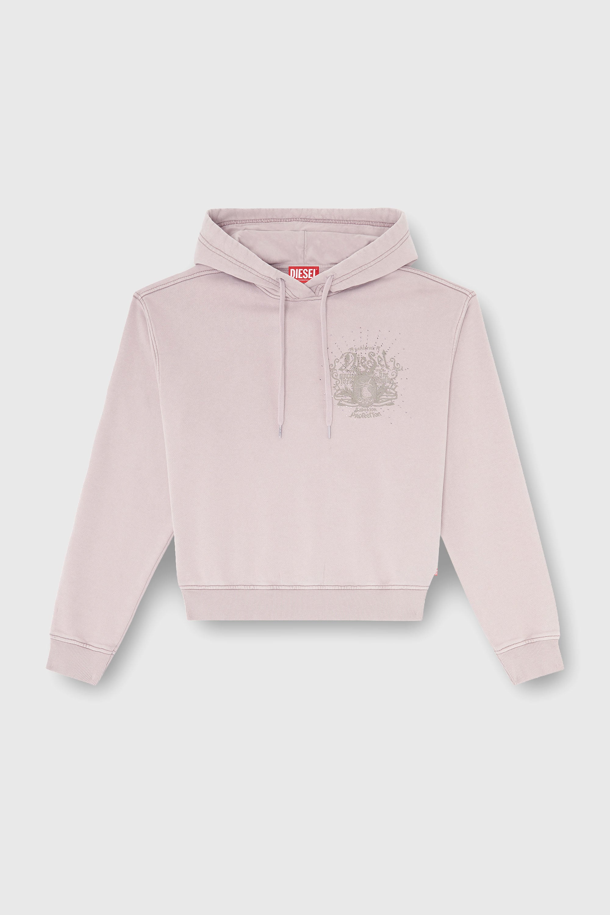 Diesel - F-PHOENY, Sweat &agrave; capuche avec imprim&eacute;s et clous strass Femme in Violet - 2
