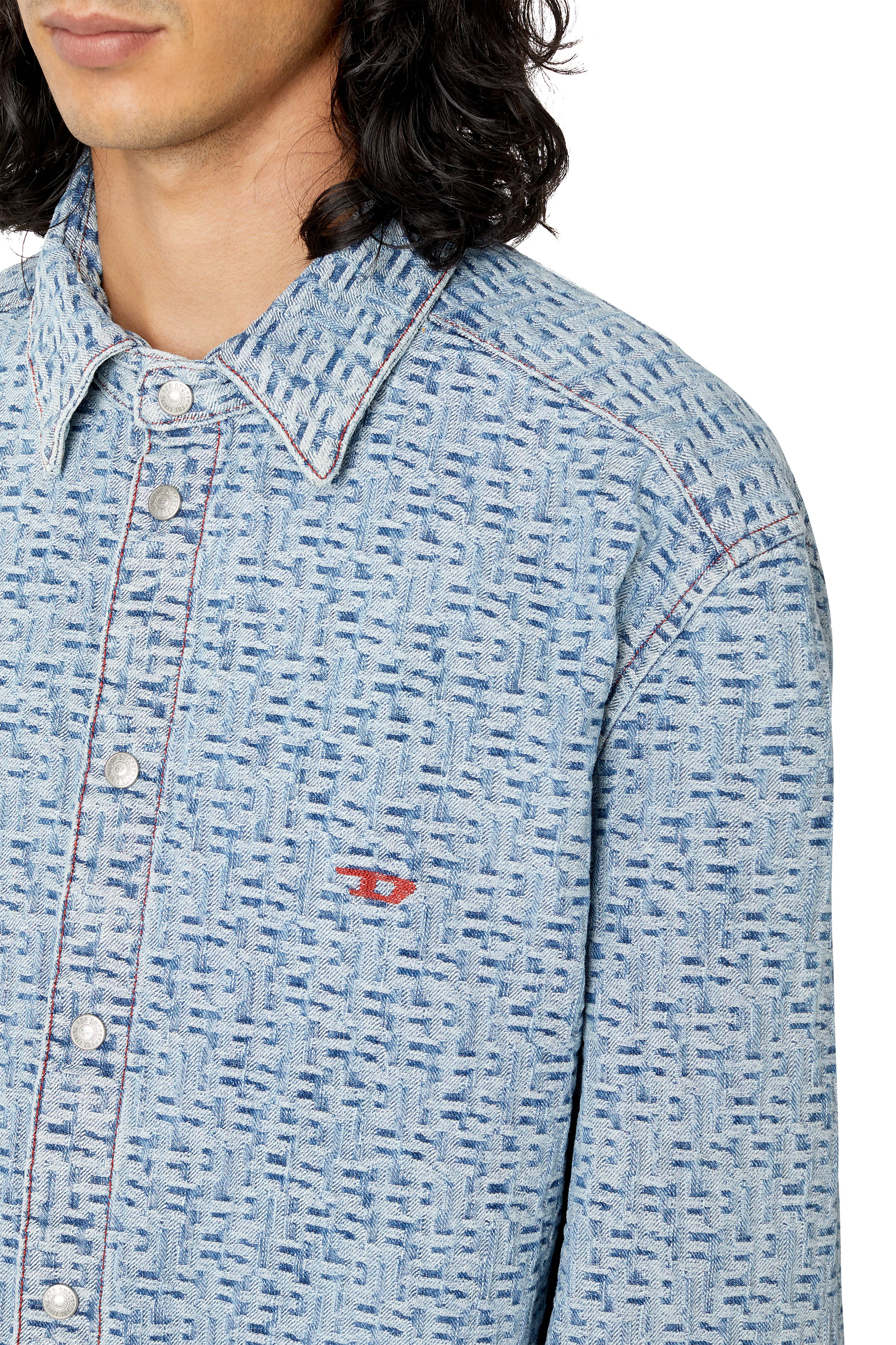 Chemise en jean à logo brodé Jean DIESEL pour homme en coloris Blanc Homme Vêtements Chemises Chemises casual et boutonnées 