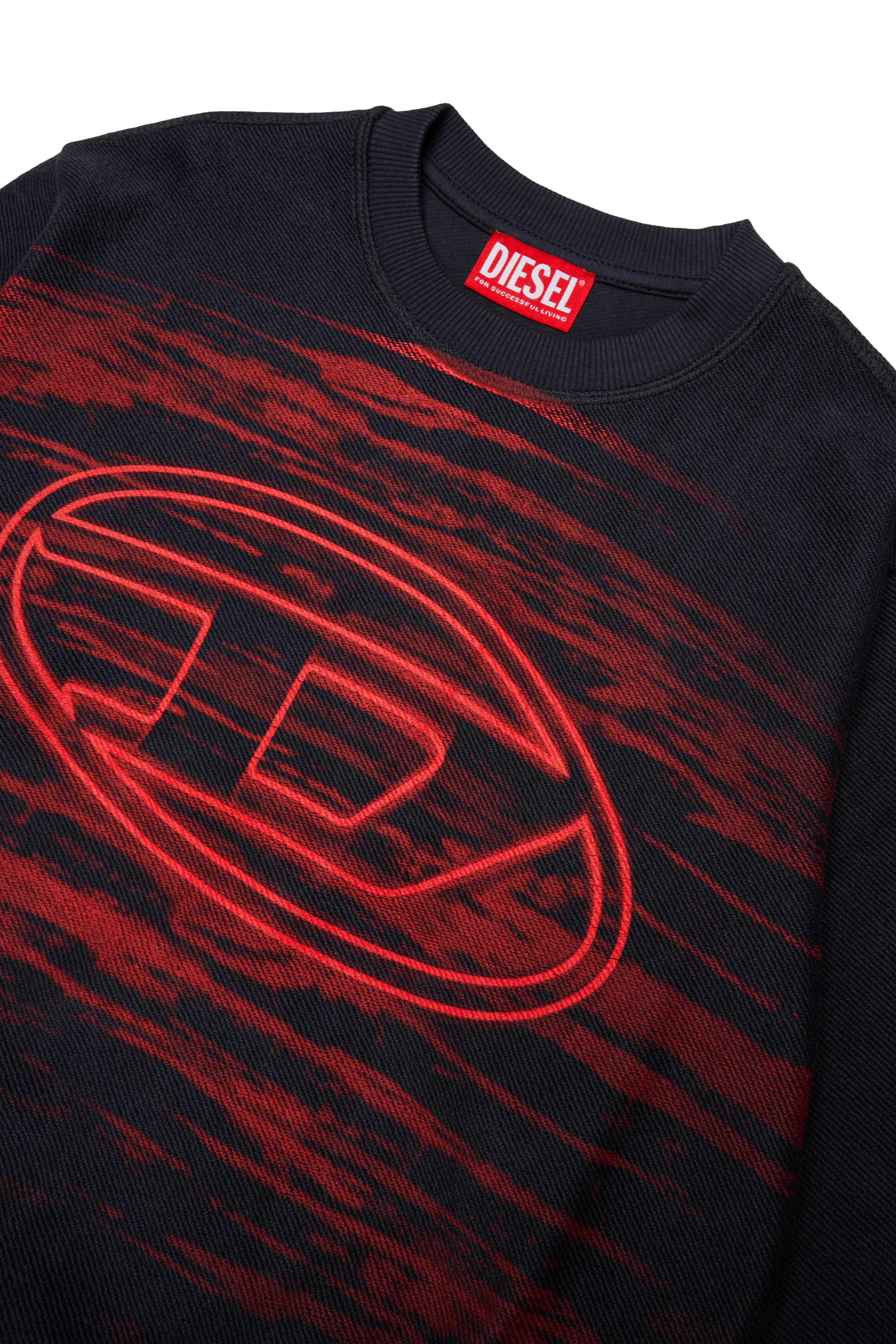 Diesel - SFRIT OVER, Sweatshirt avec rayures et logo Oval D Homme in Noir - 3