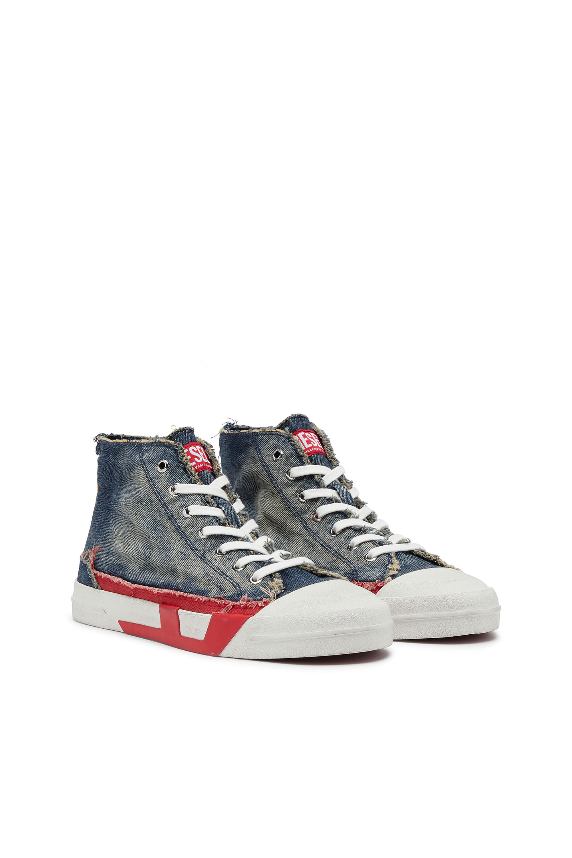 Diesel - S-D-VERSE MID II, D-Verse-Baskets montantes en denim avec logo D Homme in Bleu - 3