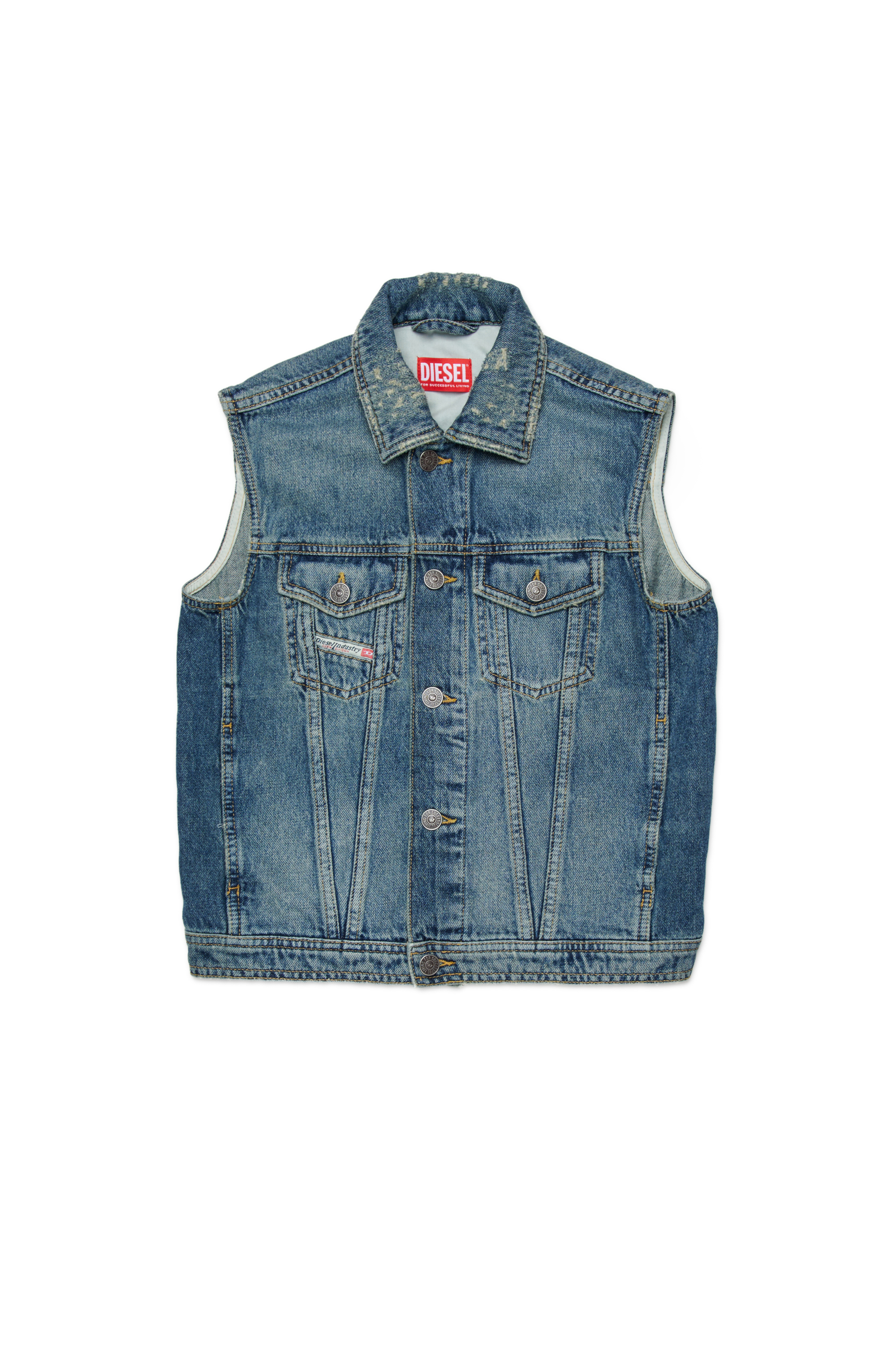 Diesel - JNHILL-OVER-SM, Veste en denim trait&eacute; avec des abrasions Homme in Bleu - 1