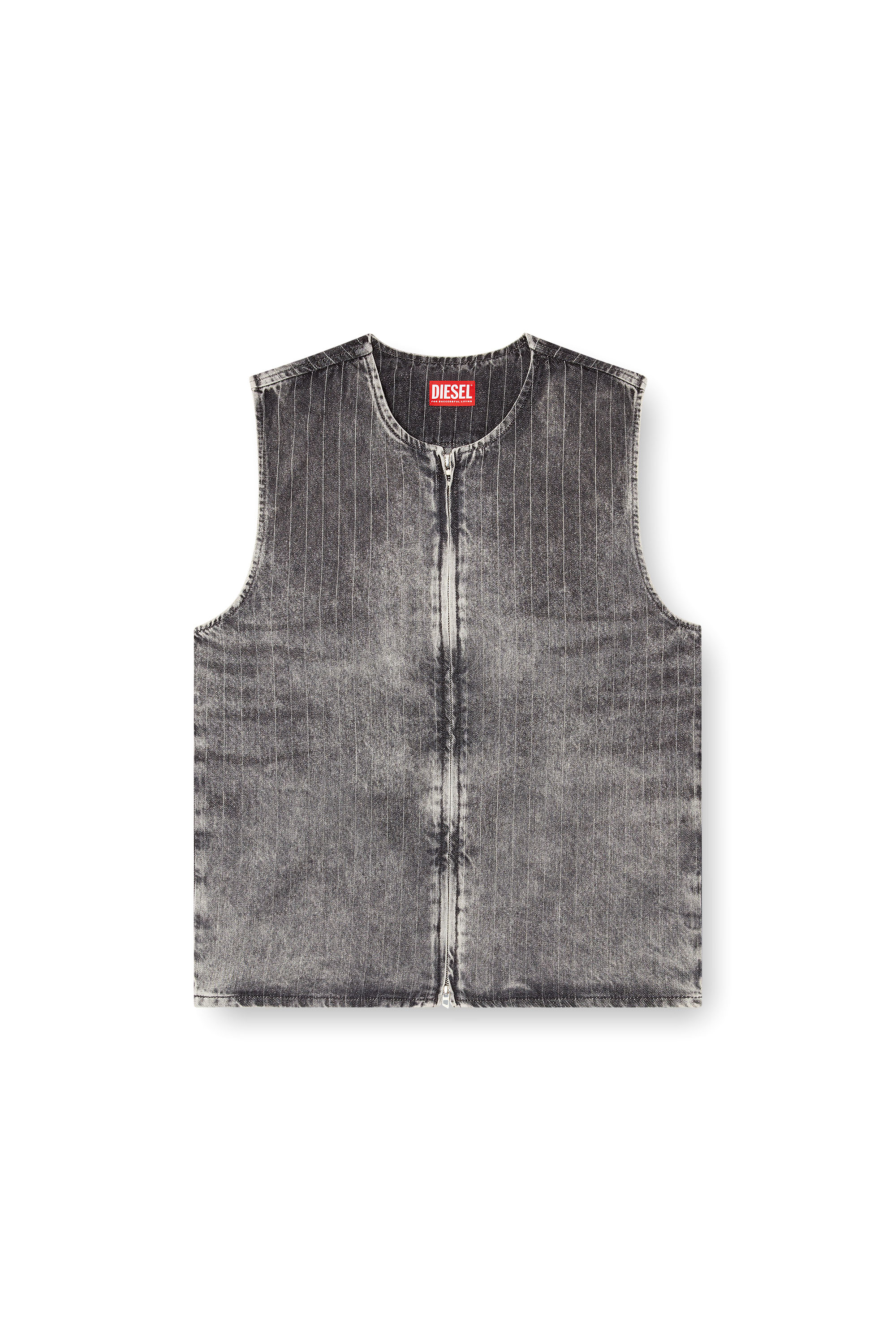 Diesel - D-SUND-S, Gilet tailleur en denim à rayures Mixte in Gris - 3