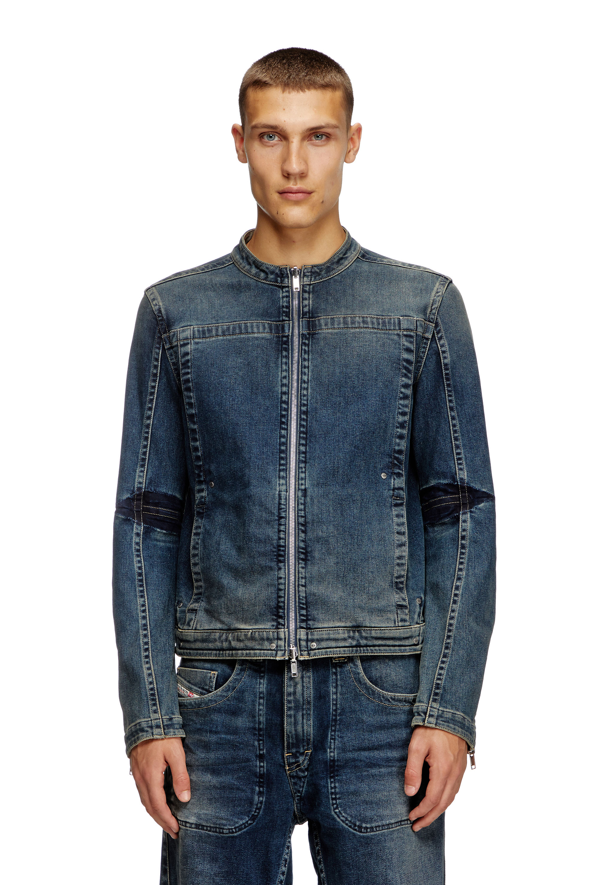 Diesel - D-GLORY-RE, Veste biker en denim Rehab Homme in Bleu - 6