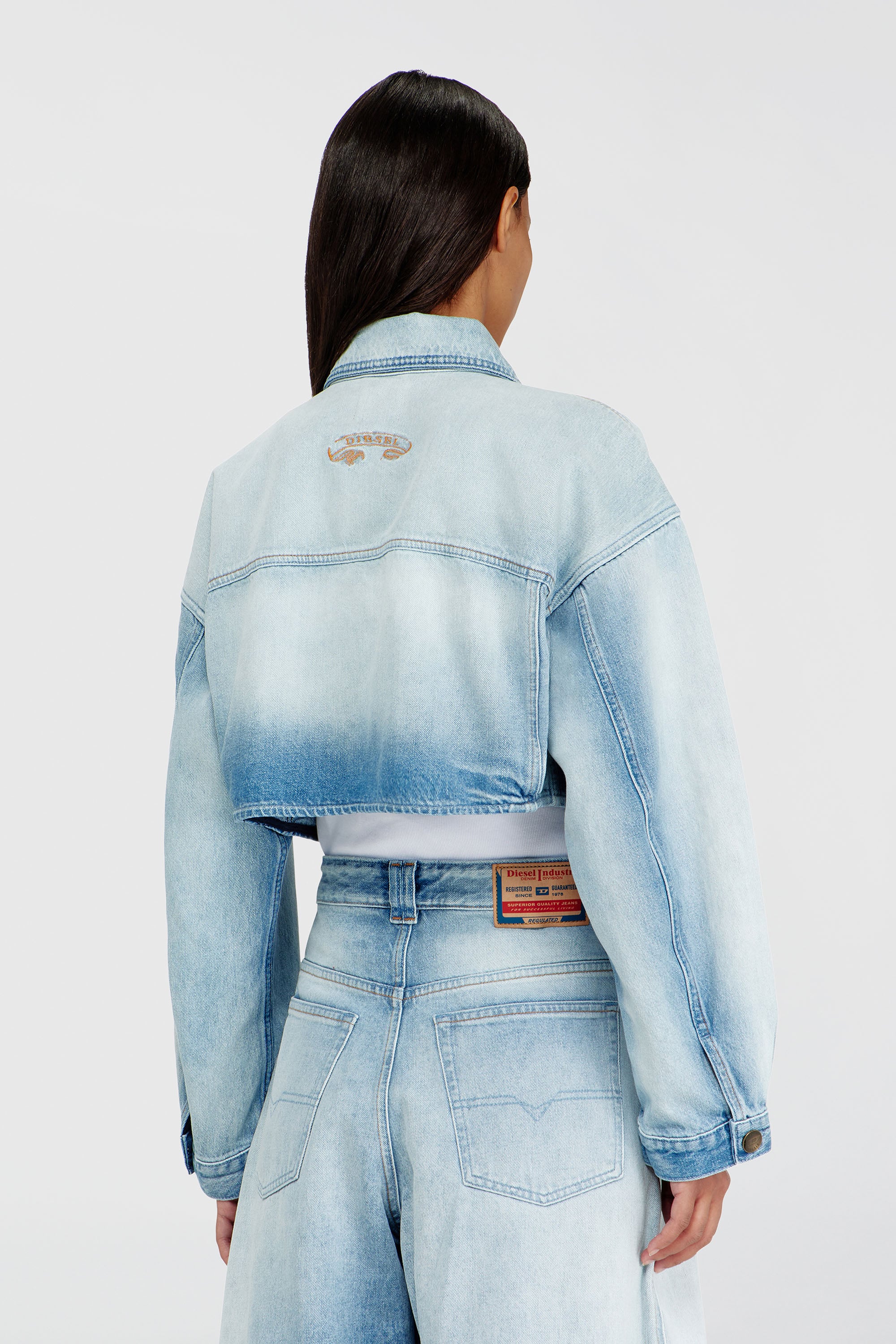 Diesel - DE-MALLEY-S, Veste trucker courte et oversize Femme in Bleu - 4