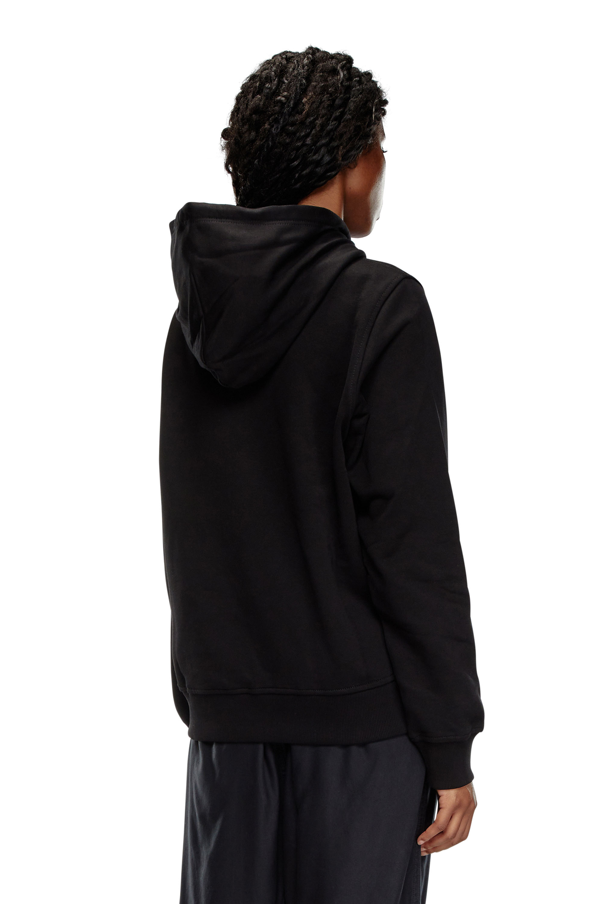 Diesel - S-GINN-HOOD-D, Sweat-shirt à capuche avec empiècement D brodé Femme in Noir - 4