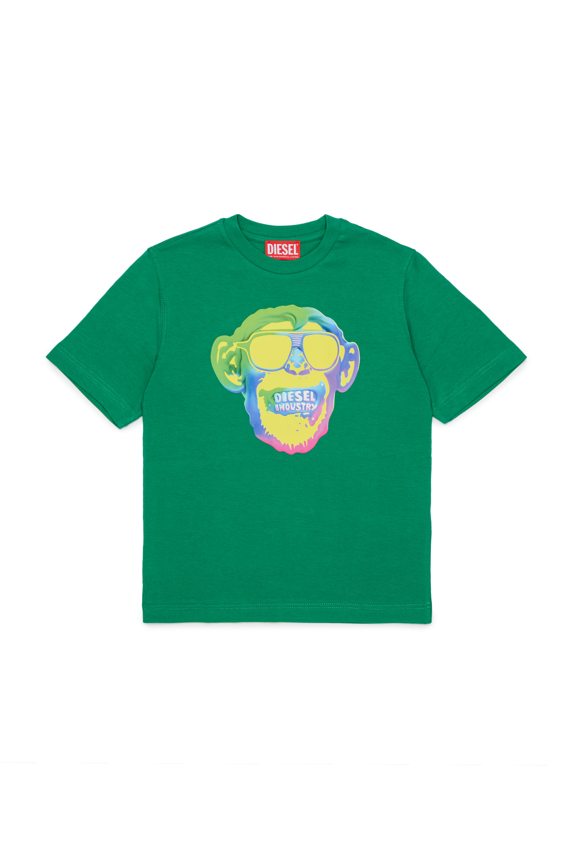 Diesel - TMONKEY OVER, T-shirt avec imprim&eacute; singe Homme in Vert - 1